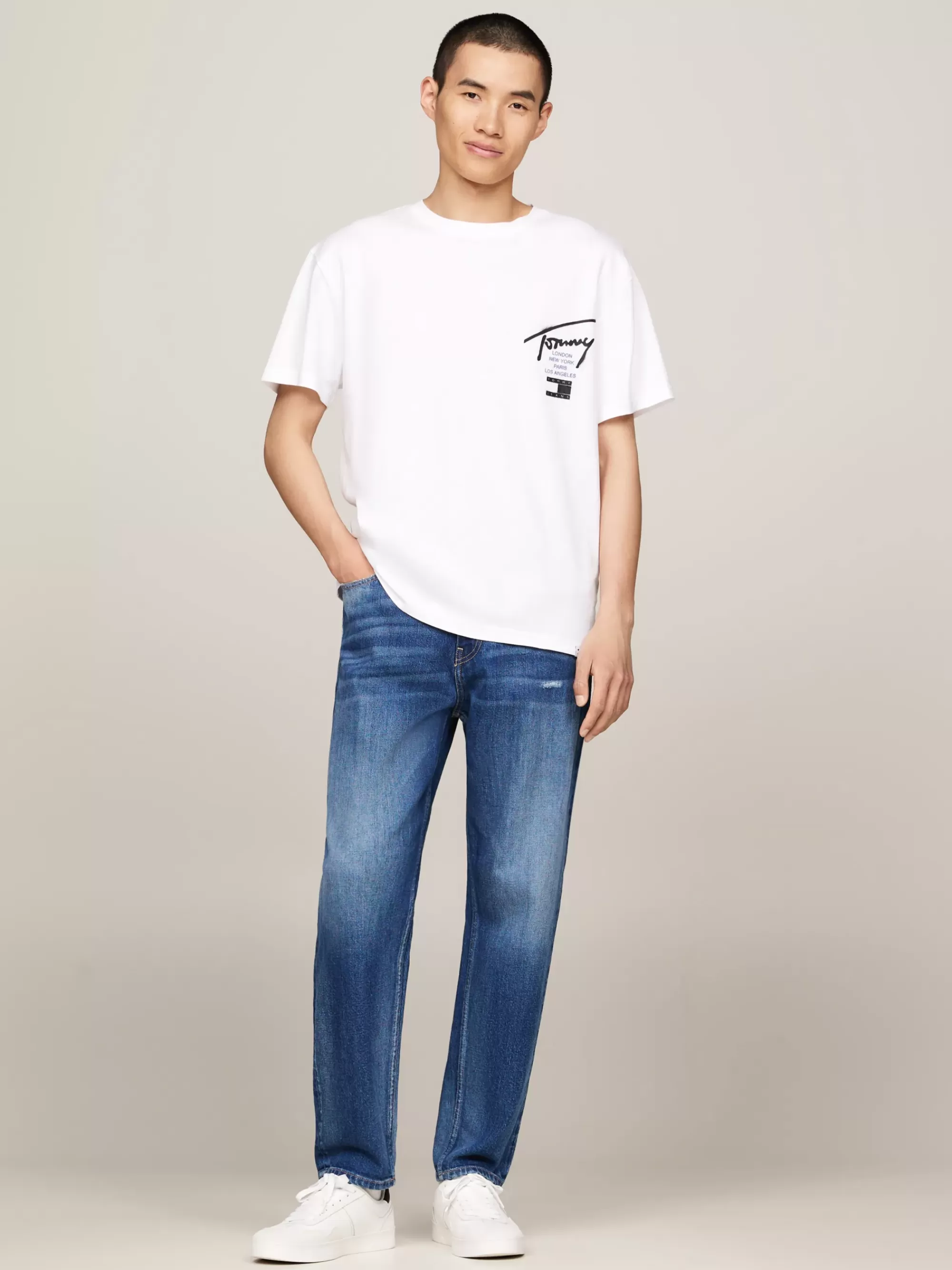 Plus Size Kleding & Inclusieve Maten | T-Shirts*Tommy Hilfiger T-shirt Met Ronde Hals En Logo Op De Rug WHITE
