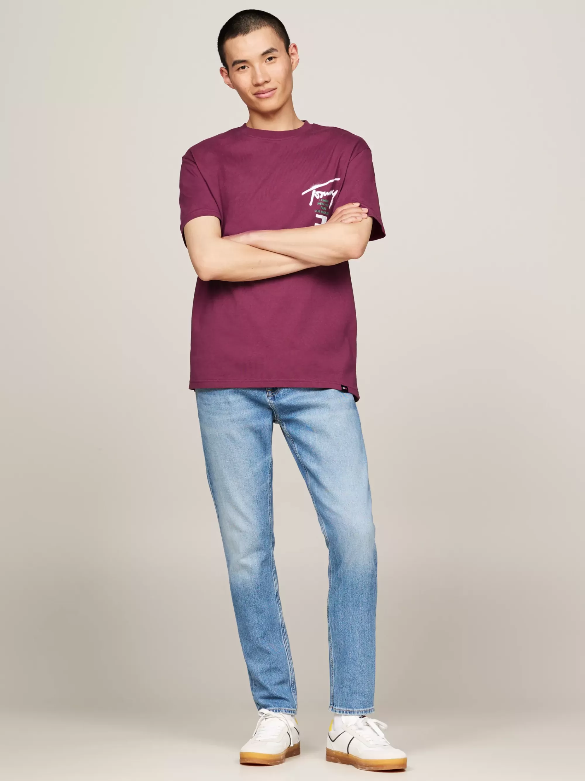 Plus Size Kleding & Inclusieve Maten | T-Shirts*Tommy Hilfiger T-shirt Met Ronde Hals En Logo Op De Rug VALLEY GRAPE