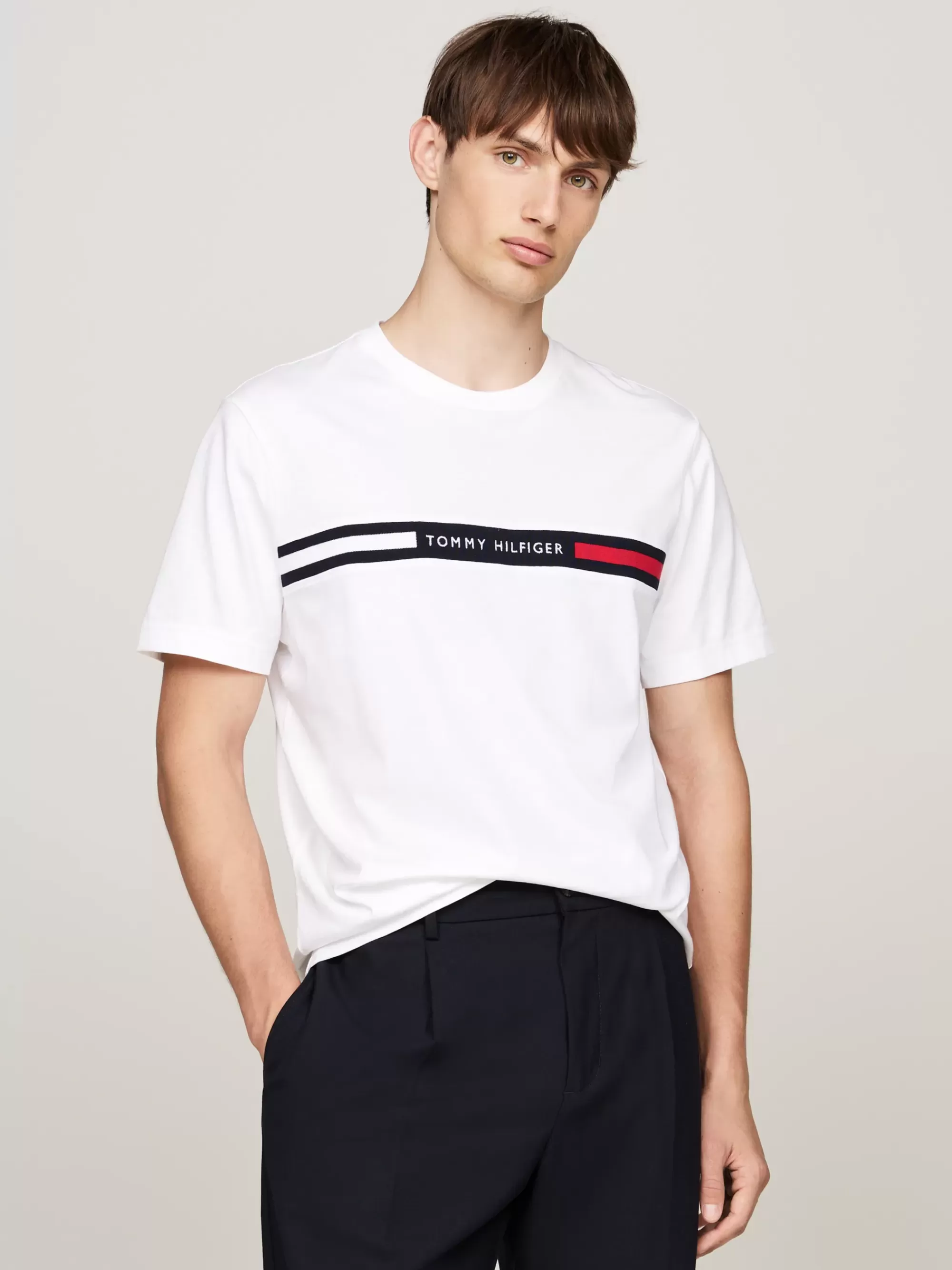 T-Shirts*Tommy Hilfiger T-shirt Met Ronde Hals En Logopaneel WHITE