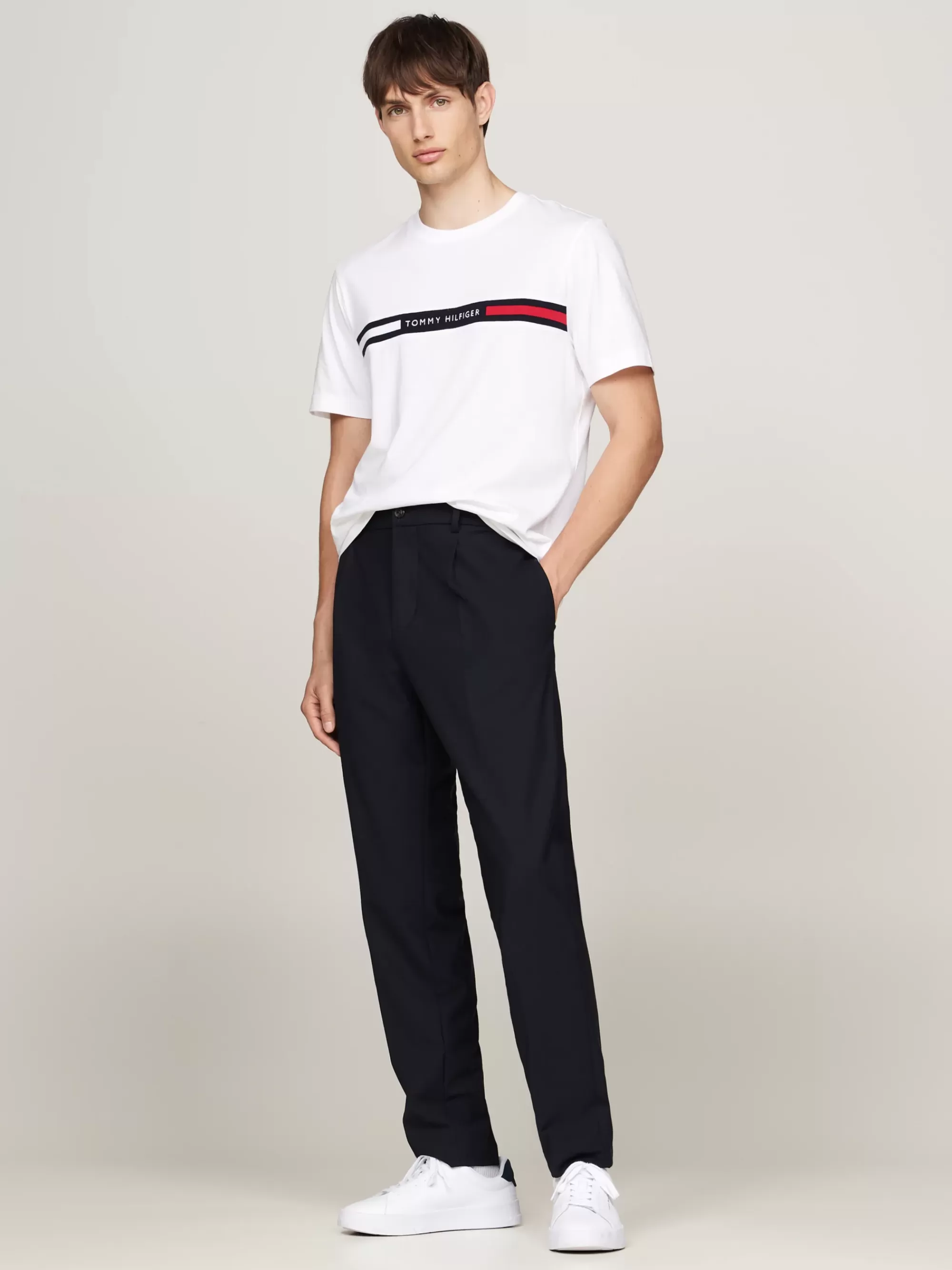 T-Shirts*Tommy Hilfiger T-shirt Met Ronde Hals En Logopaneel WHITE