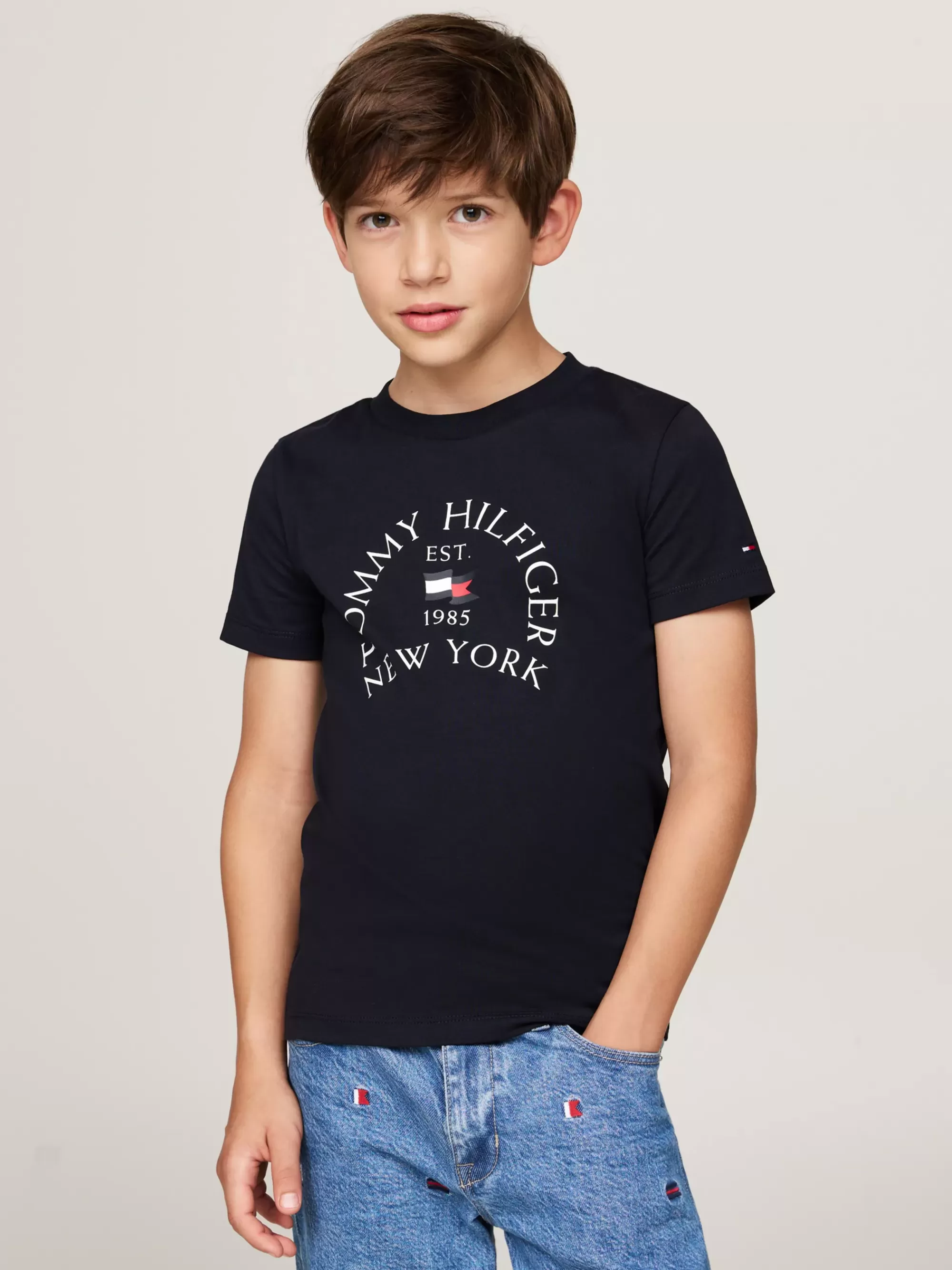 T-Shirts & Polo's*Tommy Hilfiger T-shirt Met Ronde Hals En Logoprint DESERT SKY
