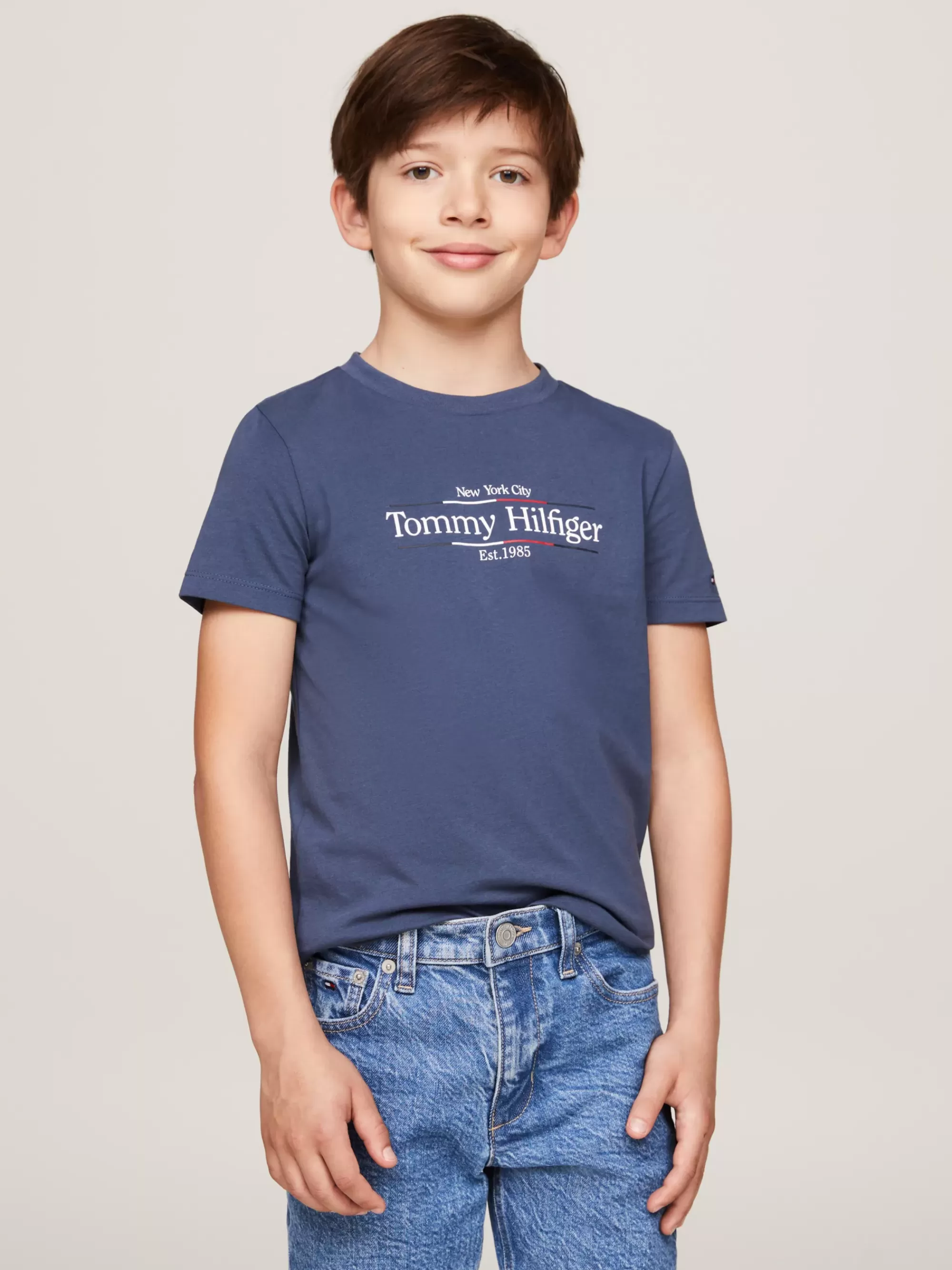 T-Shirts & Polo's*Tommy Hilfiger T-shirt Met Ronde Hals En Logoprint AEGEAN SEA