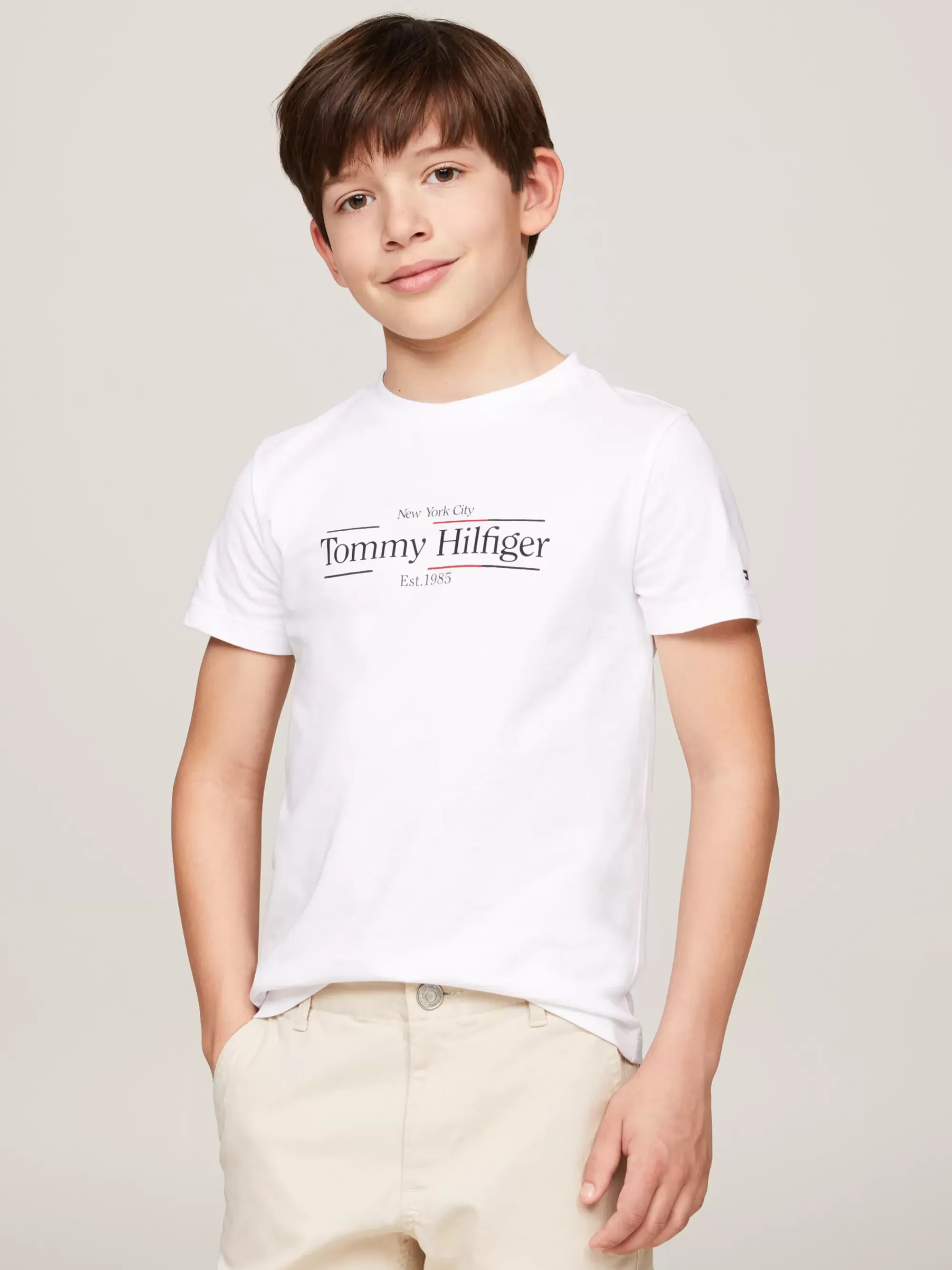 T-Shirts & Polo's*Tommy Hilfiger T-shirt Met Ronde Hals En Logoprint WHITE