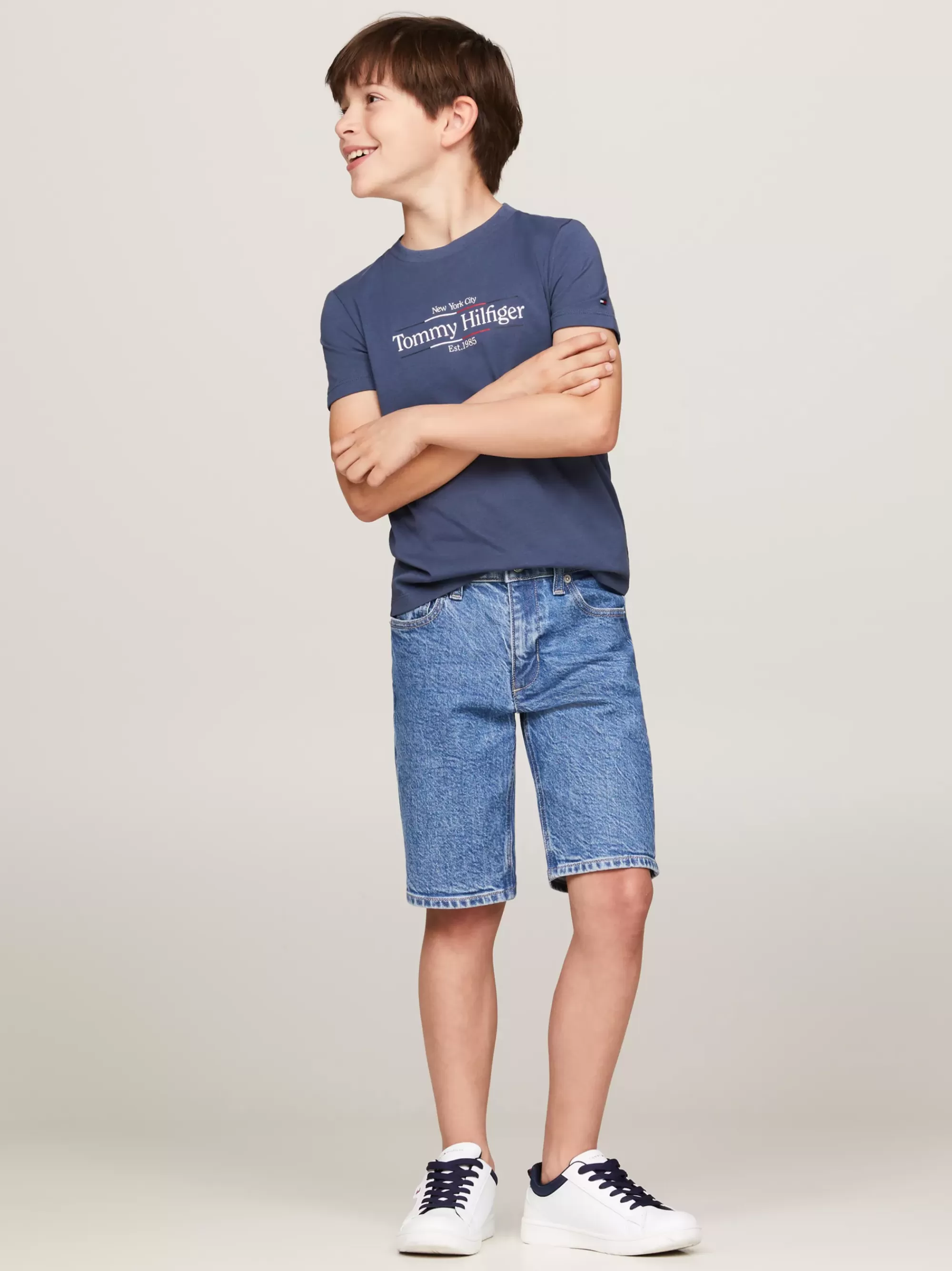 T-Shirts & Polo's*Tommy Hilfiger T-shirt Met Ronde Hals En Logoprint AEGEAN SEA