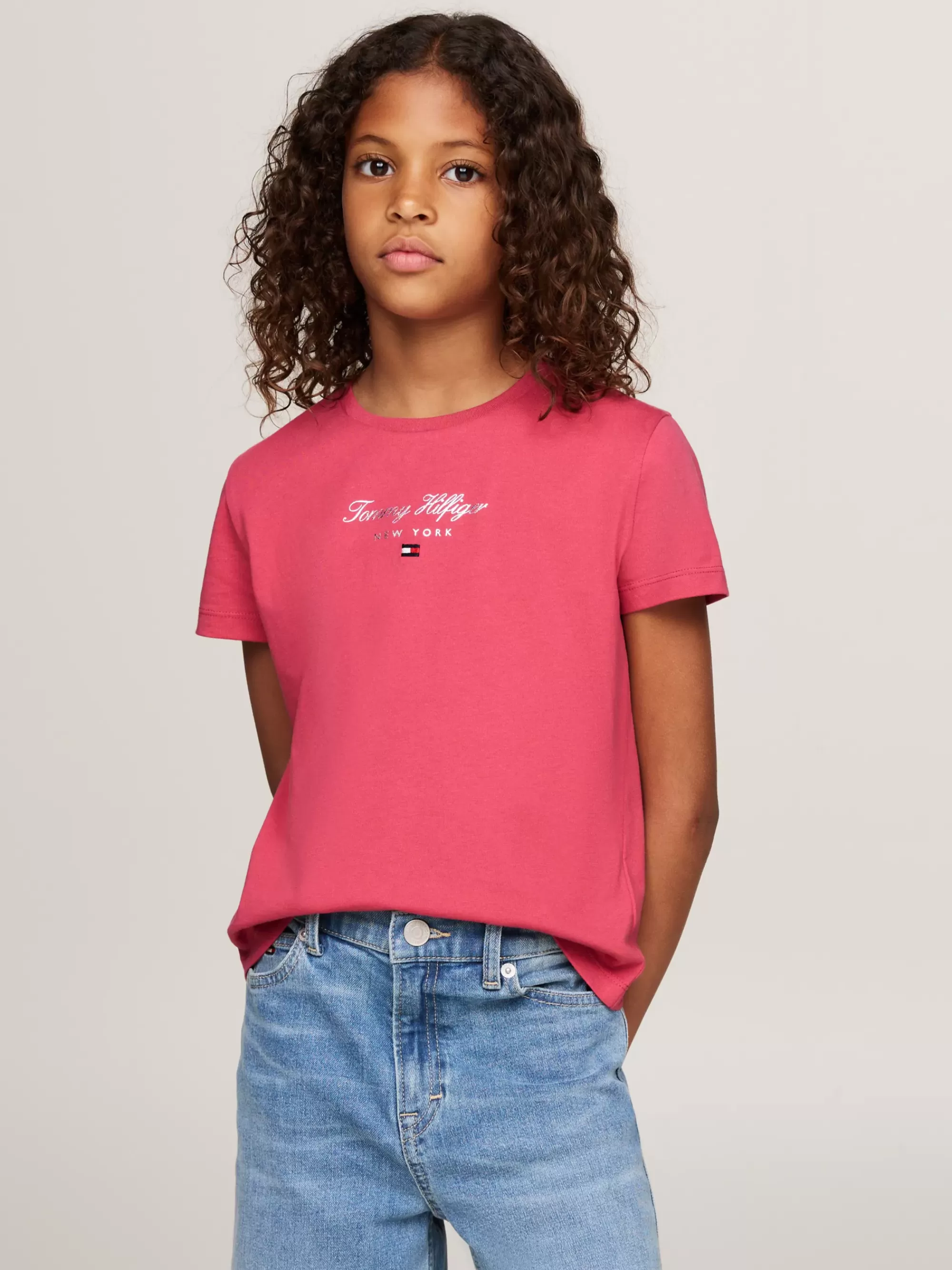 Tops & T-Shirts*Tommy Hilfiger T-shirt Met Ronde Hals En Metallic Logo HERITAGE PINK