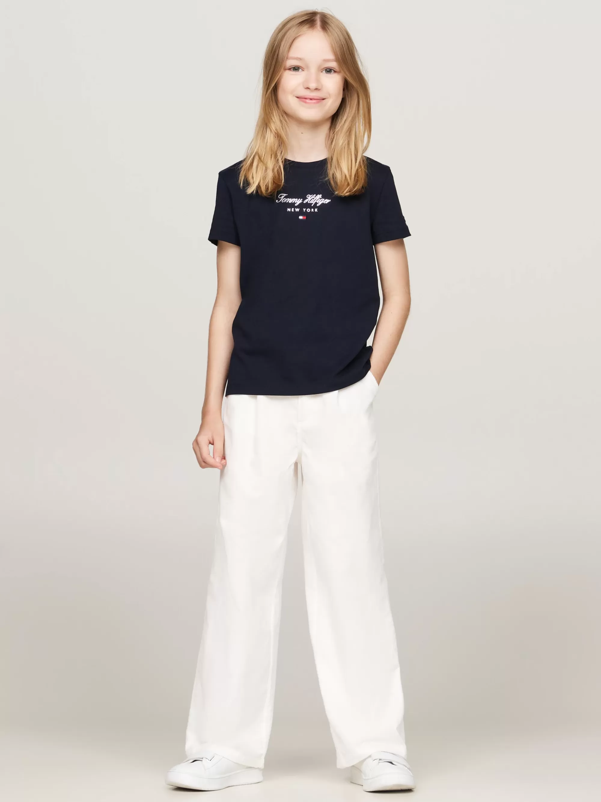 Tops & T-Shirts*Tommy Hilfiger T-shirt Met Ronde Hals En Metallic Logo DESERT SKY