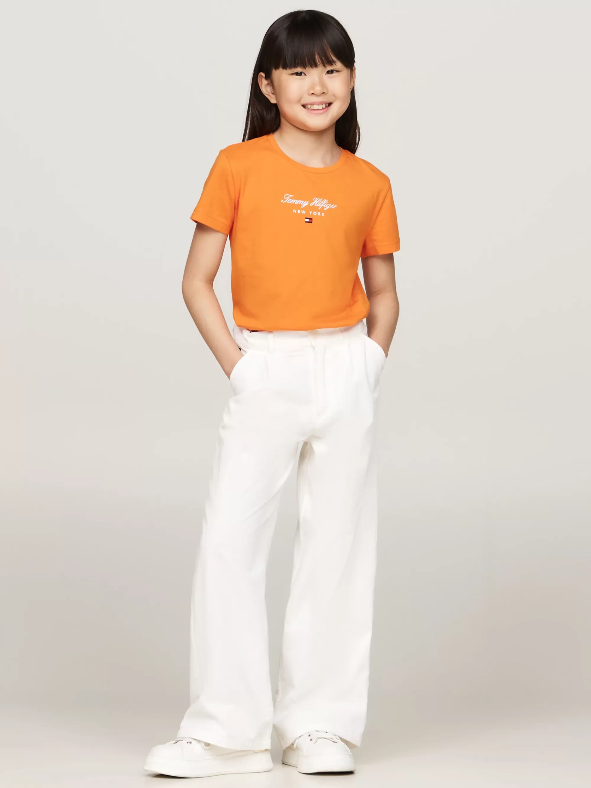 Tops & T-Shirts*Tommy Hilfiger T-shirt Met Ronde Hals En Metallic Logo ORANGE THUNDER
