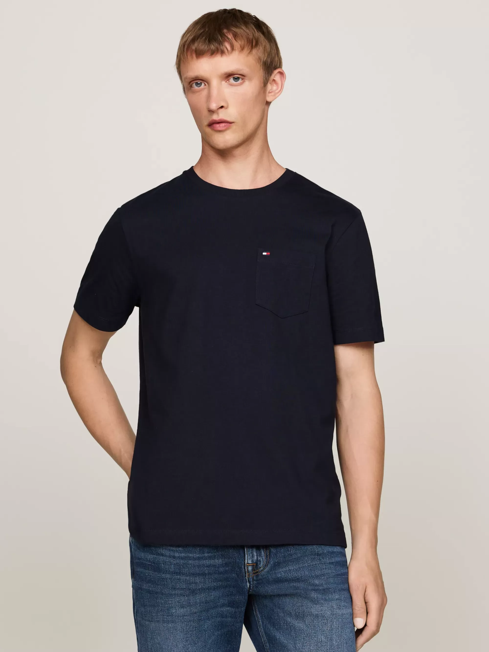 T-Shirts*Tommy Hilfiger T-shirt Met Ronde Hals En Opgestikte Borstzak DESERT SKY
