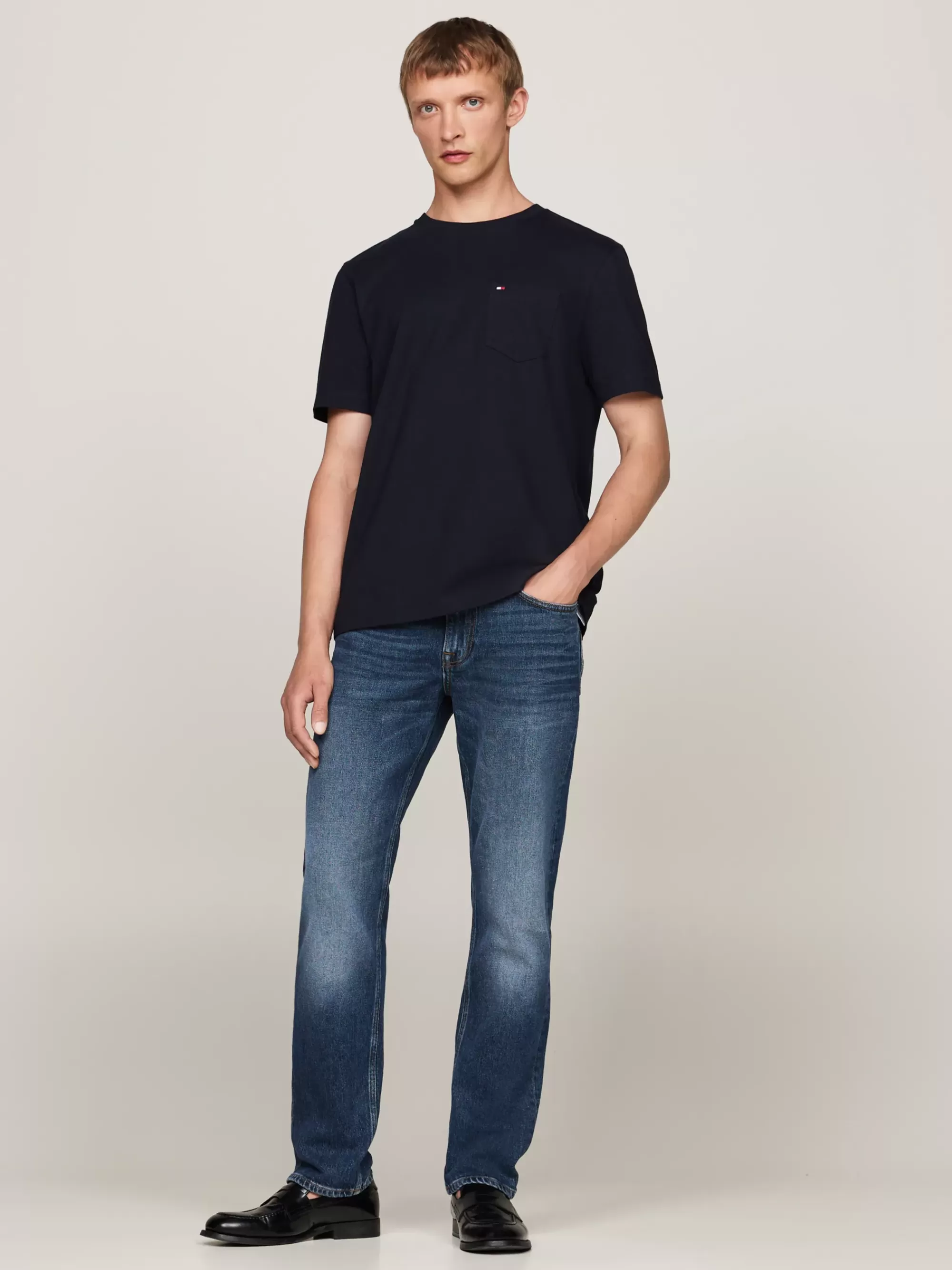 T-Shirts*Tommy Hilfiger T-shirt Met Ronde Hals En Opgestikte Borstzak DESERT SKY