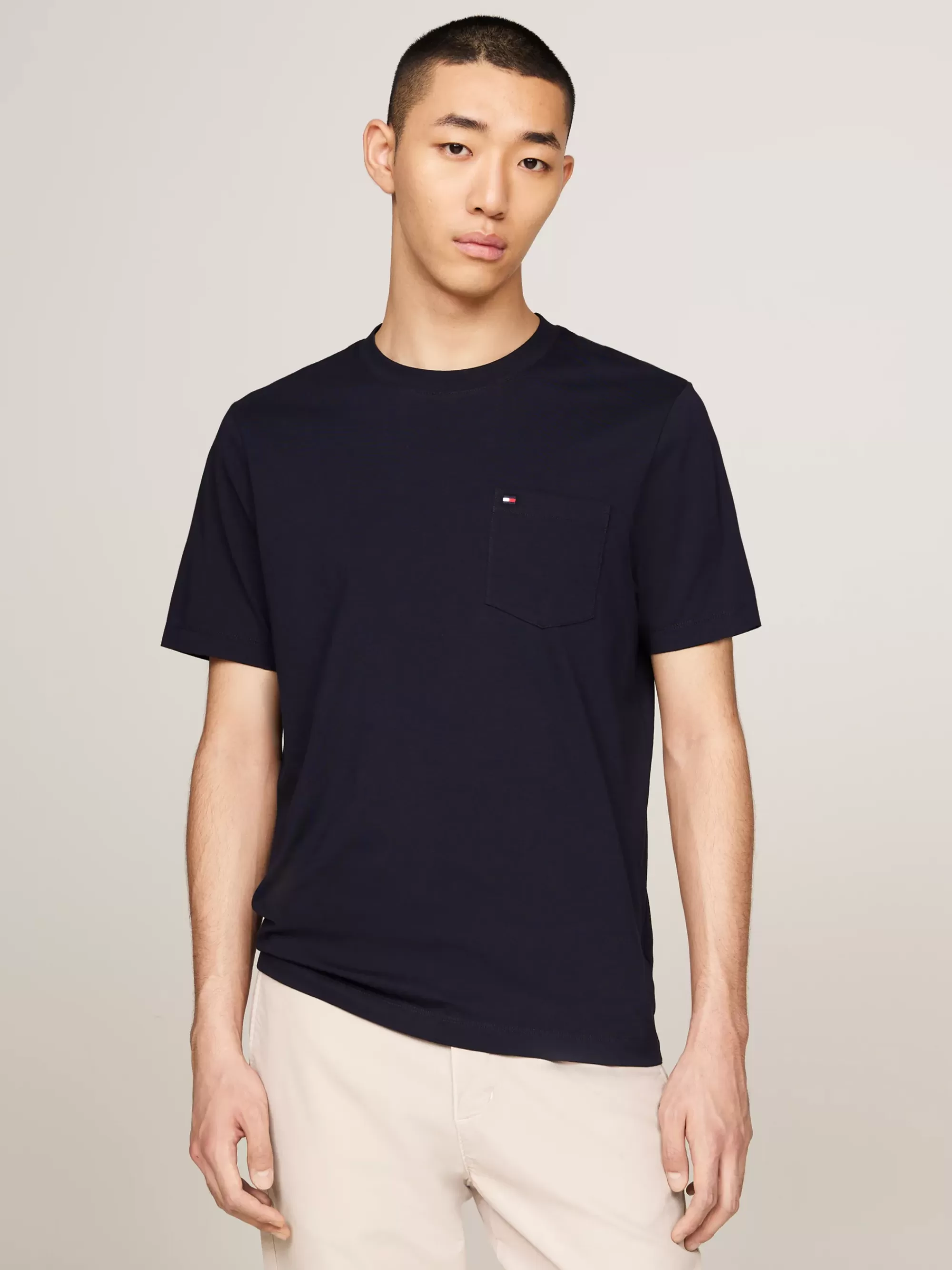 T-Shirts*Tommy Hilfiger T-shirt Met Ronde Hals En Opgestikte Zak DESERT SKY