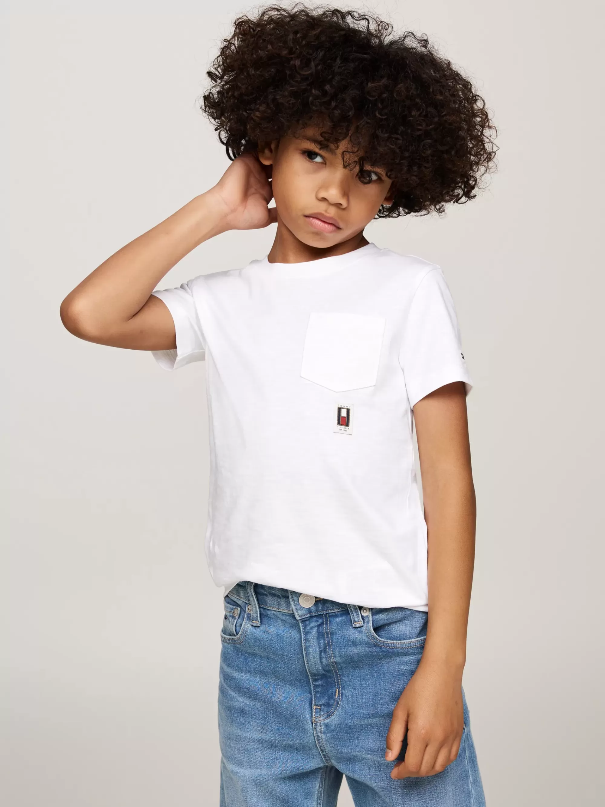 T-Shirts & Polo's*Tommy Hilfiger T-shirt Met Ronde Hals En Opgezette Zak WHITE