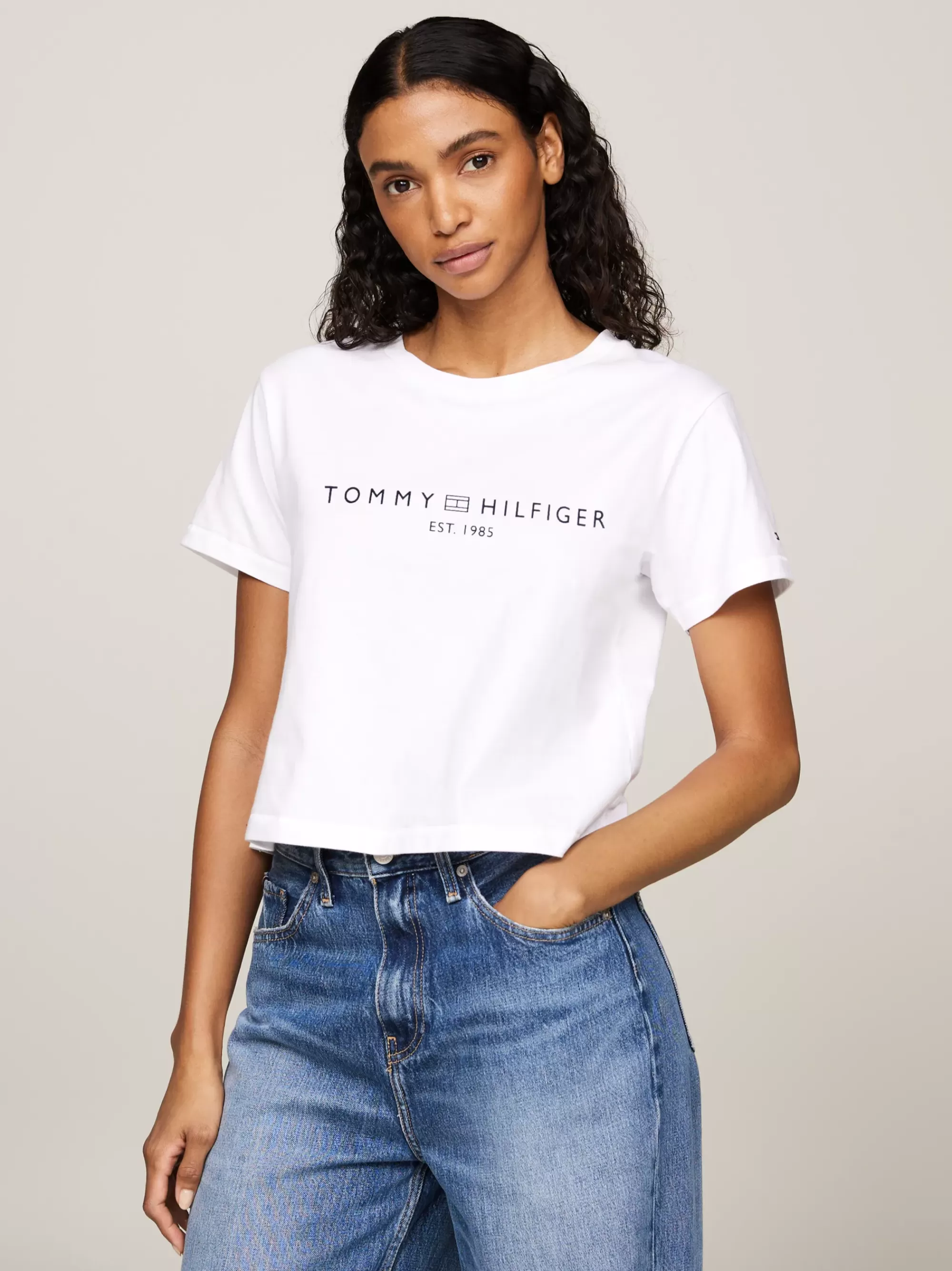 T-Shirts*Tommy Hilfiger T-shirt Met Ronde Hals En Rugnaad TH OPTIC WHITE