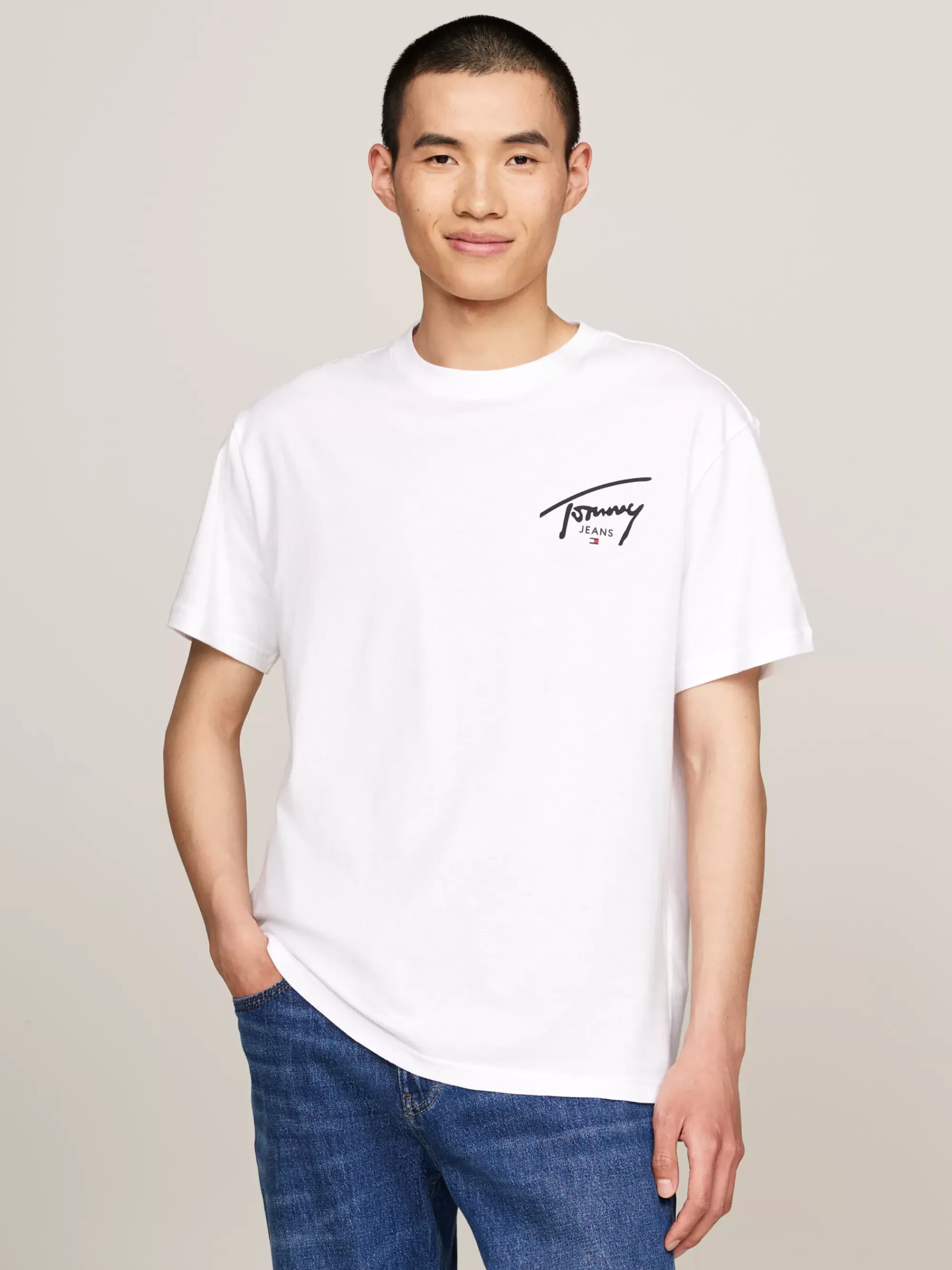 Plus Size Kleding & Inclusieve Maten | T-Shirts*Tommy Hilfiger T-shirt Met Ronde Hals En Signature-logo WHITE
