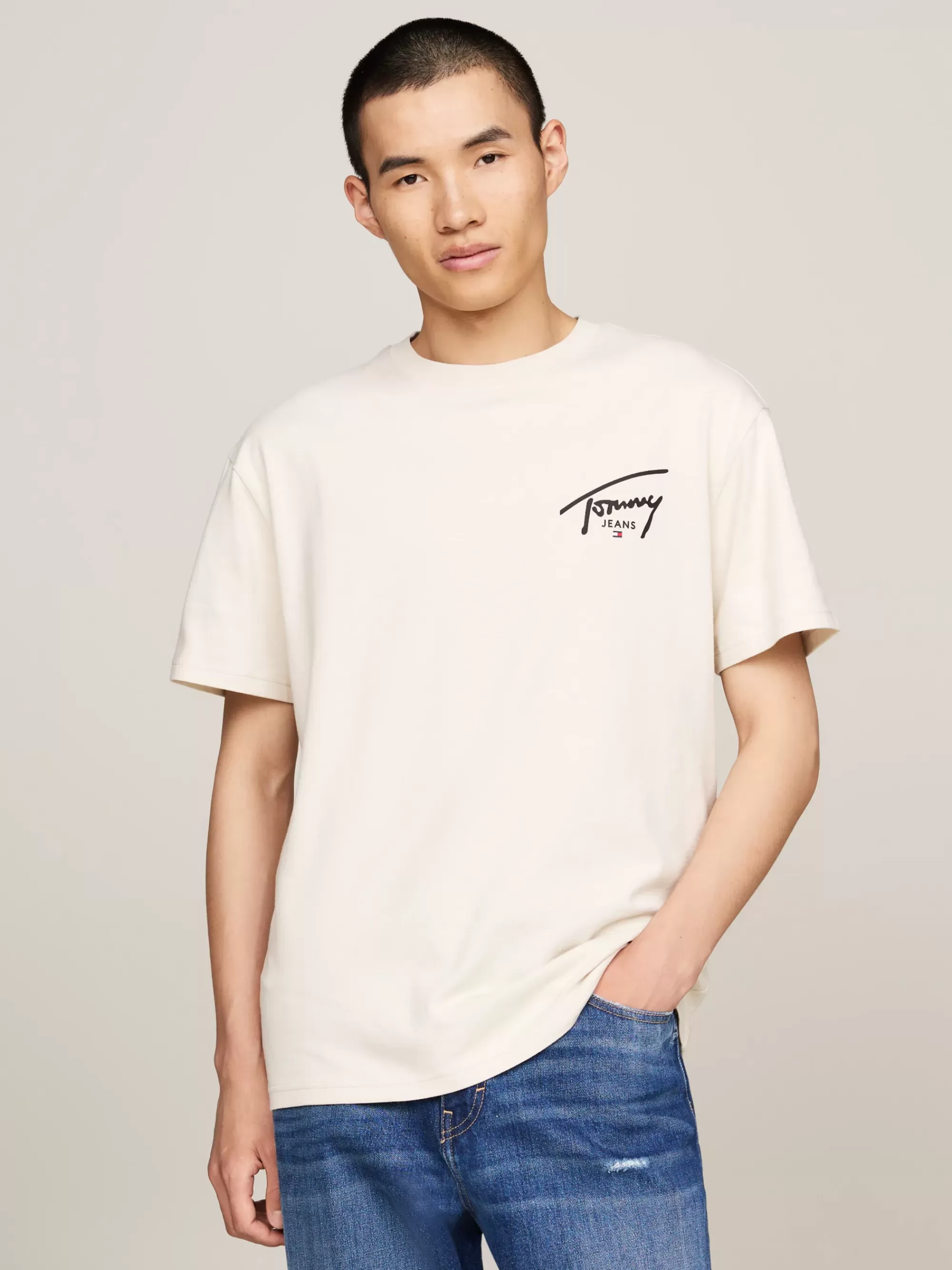 Plus Size Kleding & Inclusieve Maten | T-Shirts*Tommy Hilfiger T-shirt Met Ronde Hals En Signature-logo NEWSPRINT