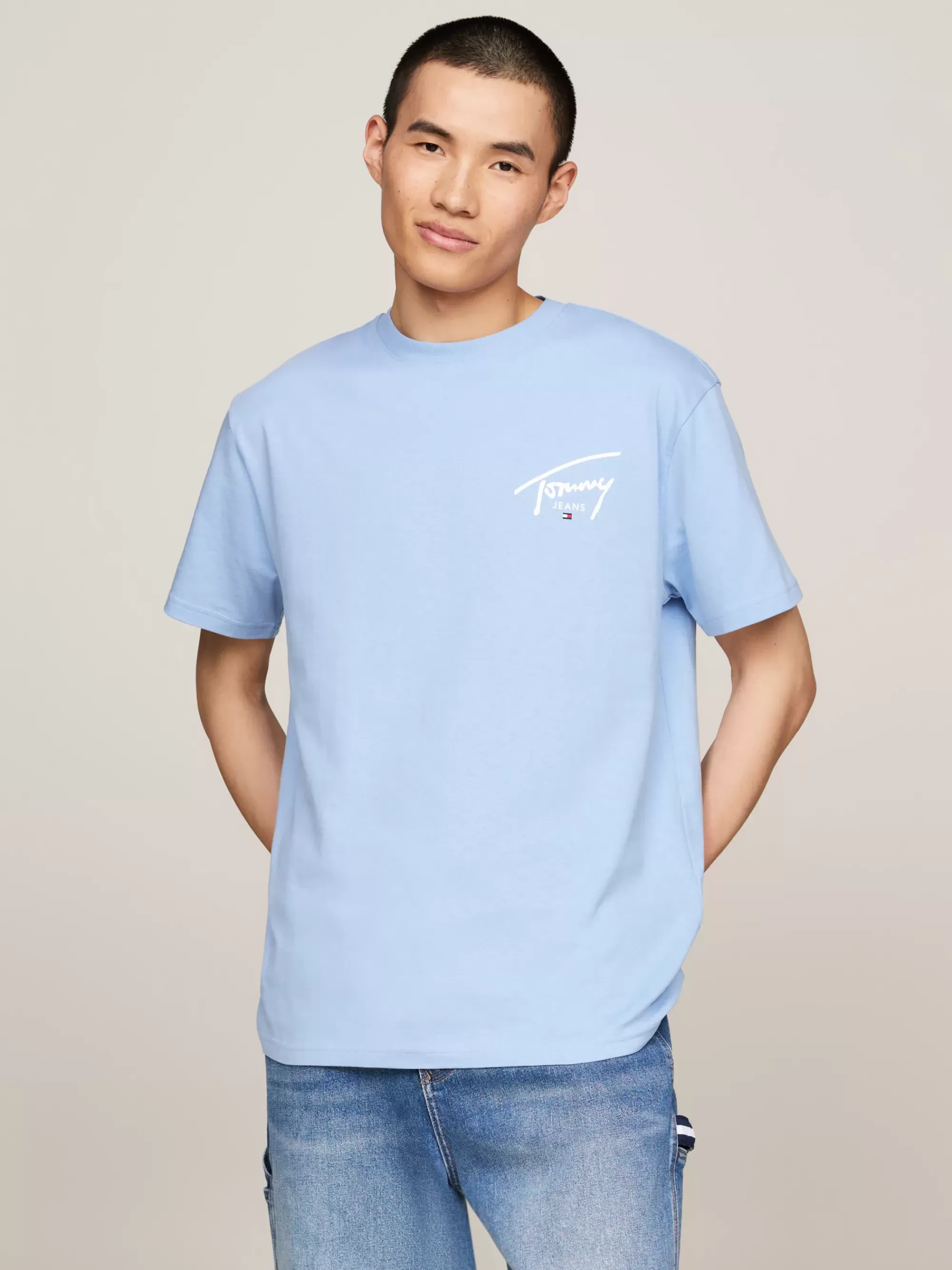 Plus Size Kleding & Inclusieve Maten | T-Shirts*Tommy Hilfiger T-shirt Met Ronde Hals En Signature-logo WESTSIDE BLUE