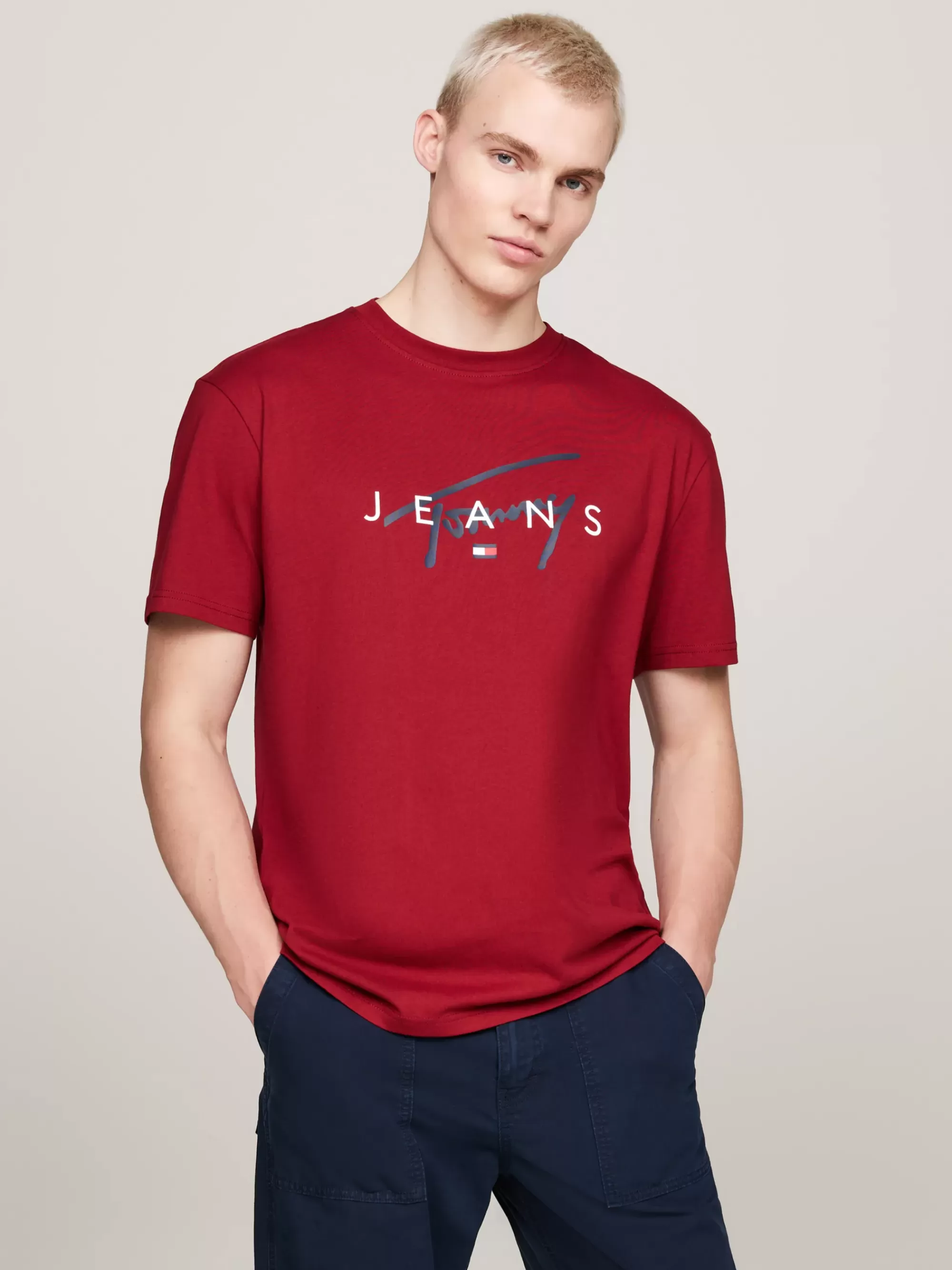 T-Shirts*Tommy Hilfiger T-shirt Met Ronde Hals En Signature-logo REGATTA RED