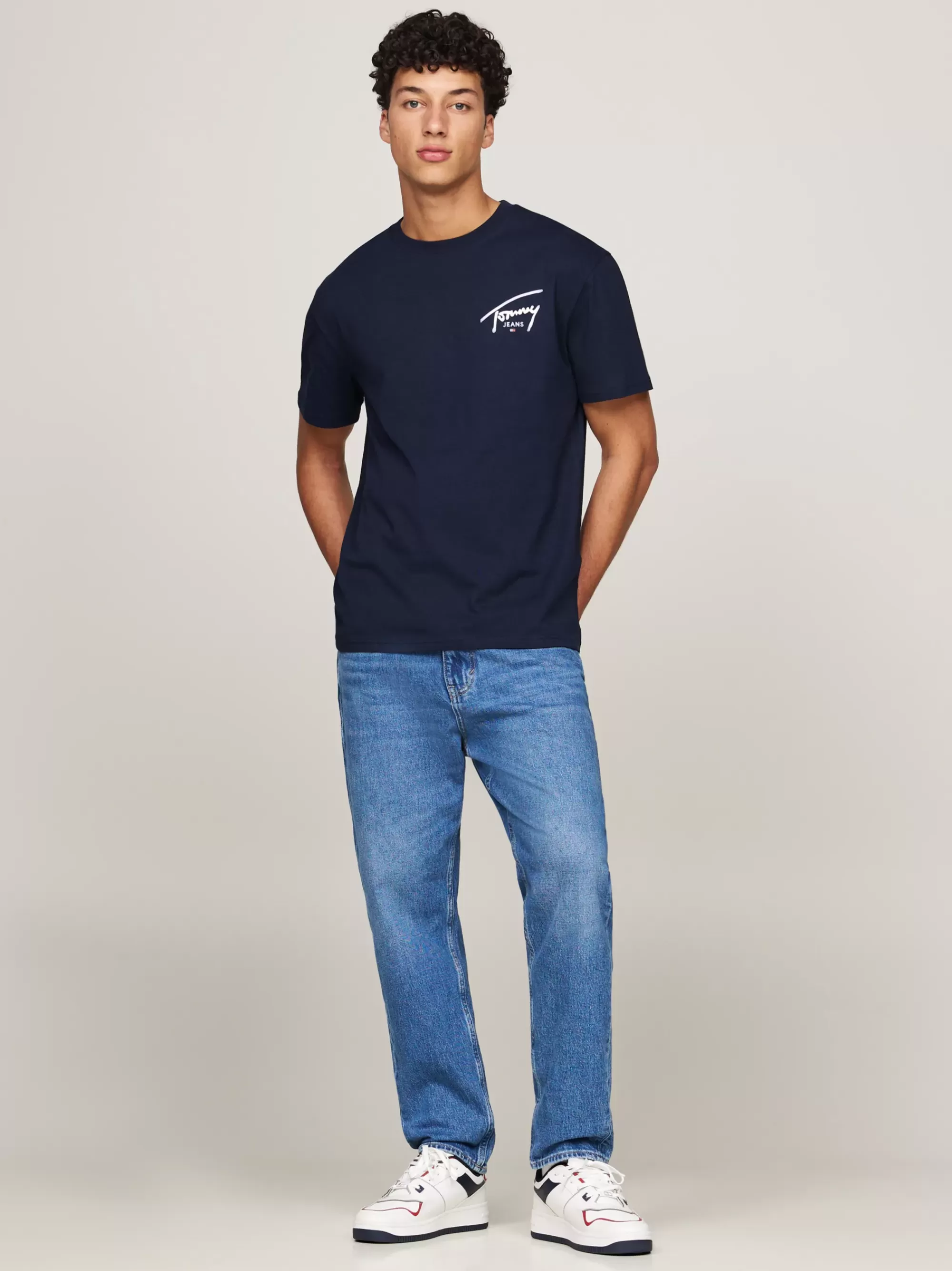 T-Shirts*Tommy Hilfiger T-shirt Met Ronde Hals En Signature-logo DARK NIGHT NAVY