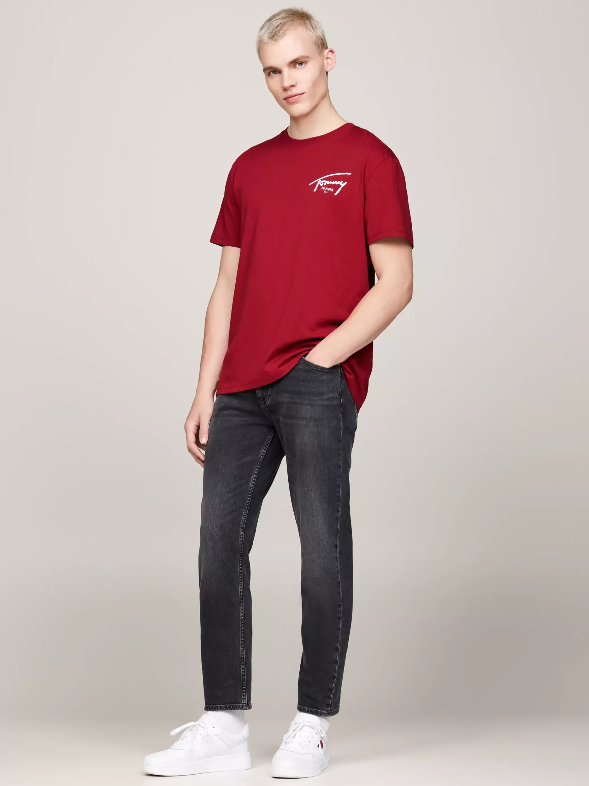 T-Shirts*Tommy Hilfiger T-shirt Met Ronde Hals En Signature-logo REGATTA RED