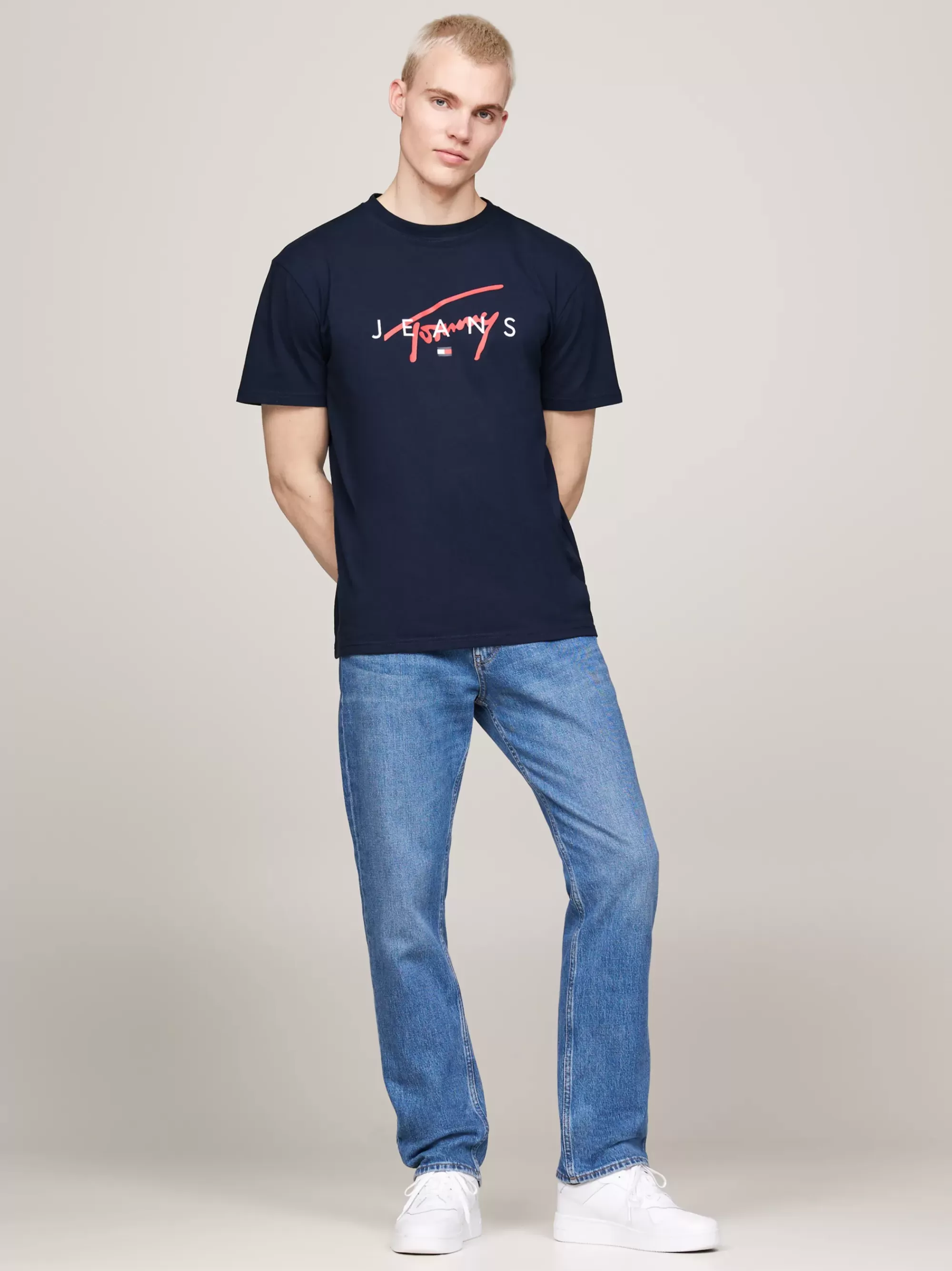 T-Shirts*Tommy Hilfiger T-shirt Met Ronde Hals En Signature-logo DARK NIGHT NAVY