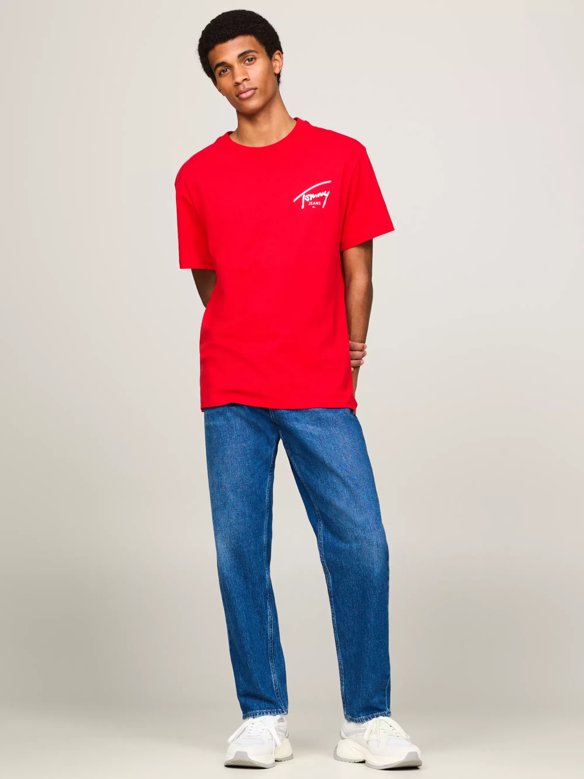Plus Size Kleding & Inclusieve Maten*Tommy Hilfiger T-shirt Met Ronde Hals En Signature-logo DEEP CRIMSON