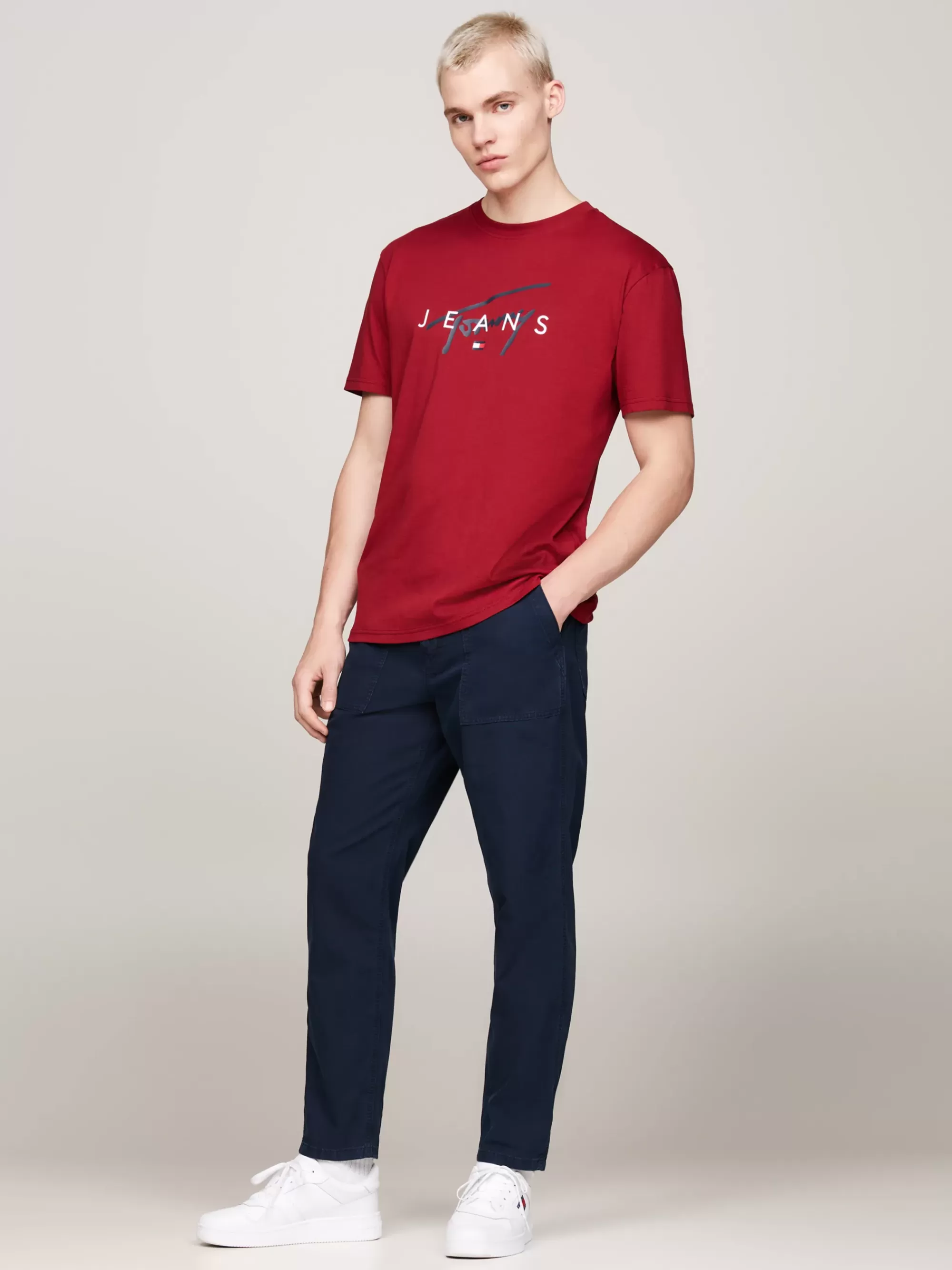 T-Shirts*Tommy Hilfiger T-shirt Met Ronde Hals En Signature-logo REGATTA RED