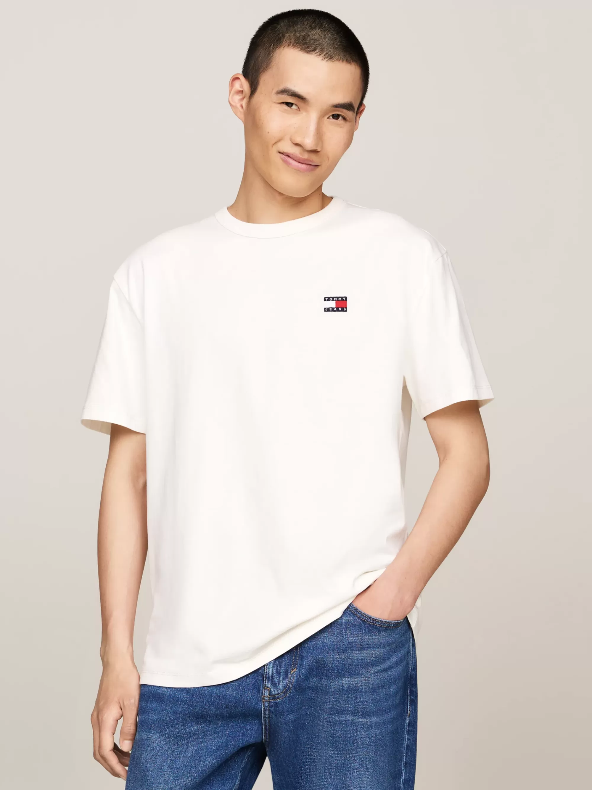 Plus Size Kleding & Inclusieve Maten | T-Shirts*Tommy Hilfiger T-shirt Met Ronde Hals En Tommy-badge ANCIENT WHITE