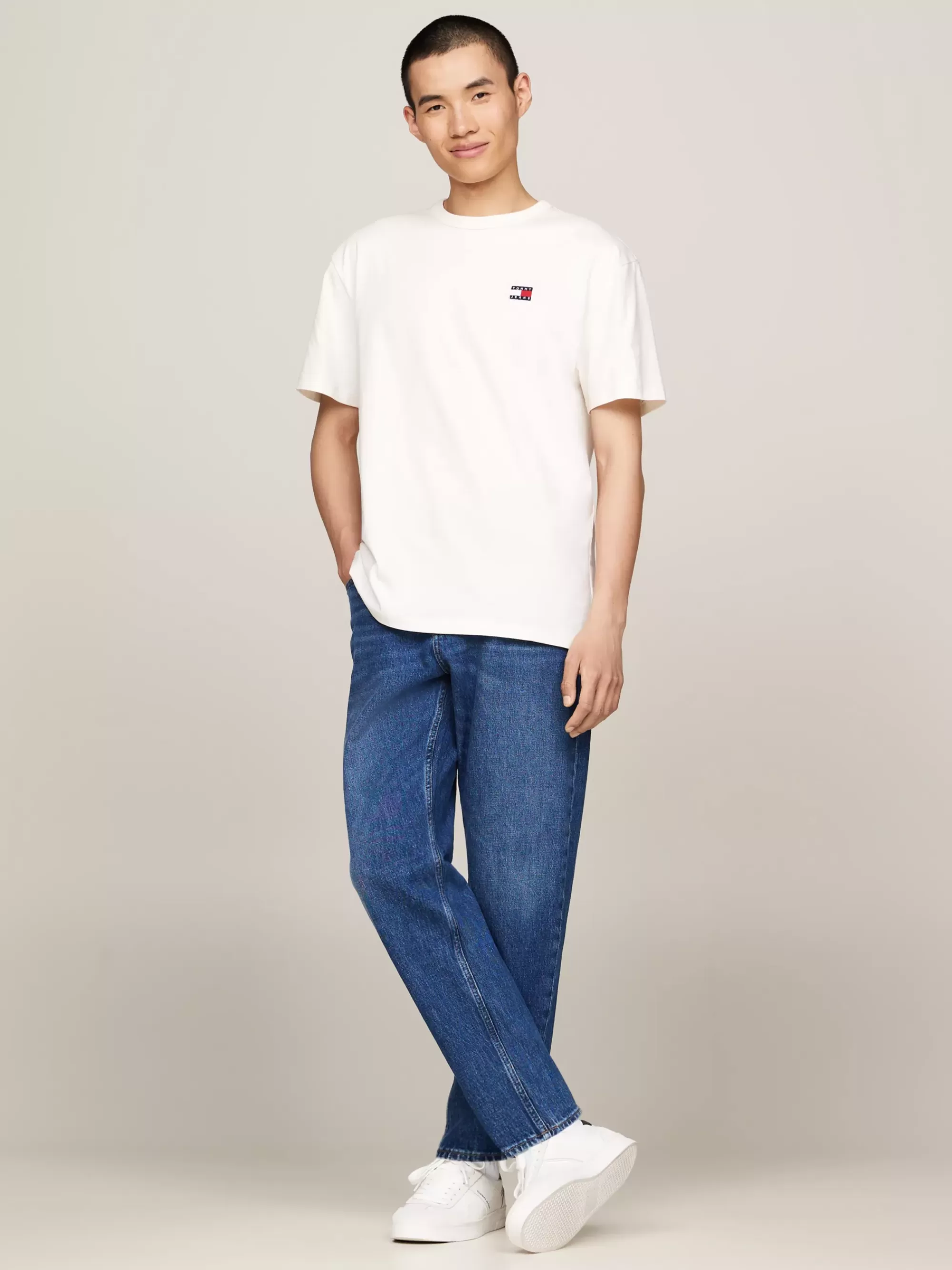 Plus Size Kleding & Inclusieve Maten | T-Shirts*Tommy Hilfiger T-shirt Met Ronde Hals En Tommy-badge ANCIENT WHITE