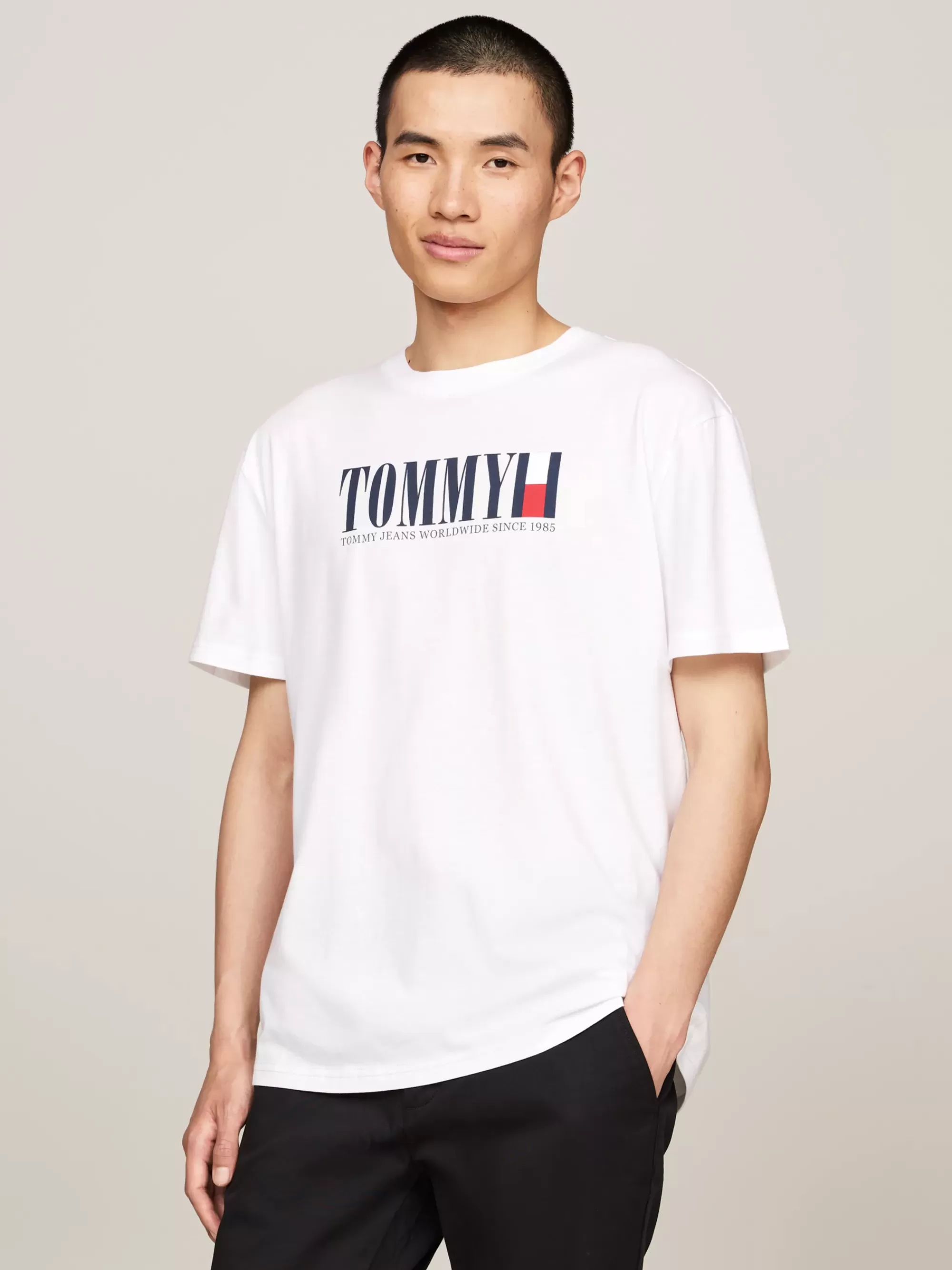 Plus Size Kleding & Inclusieve Maten*Tommy Hilfiger T-shirt Met Ronde Hals En Tommy-vlaglogo WHITE