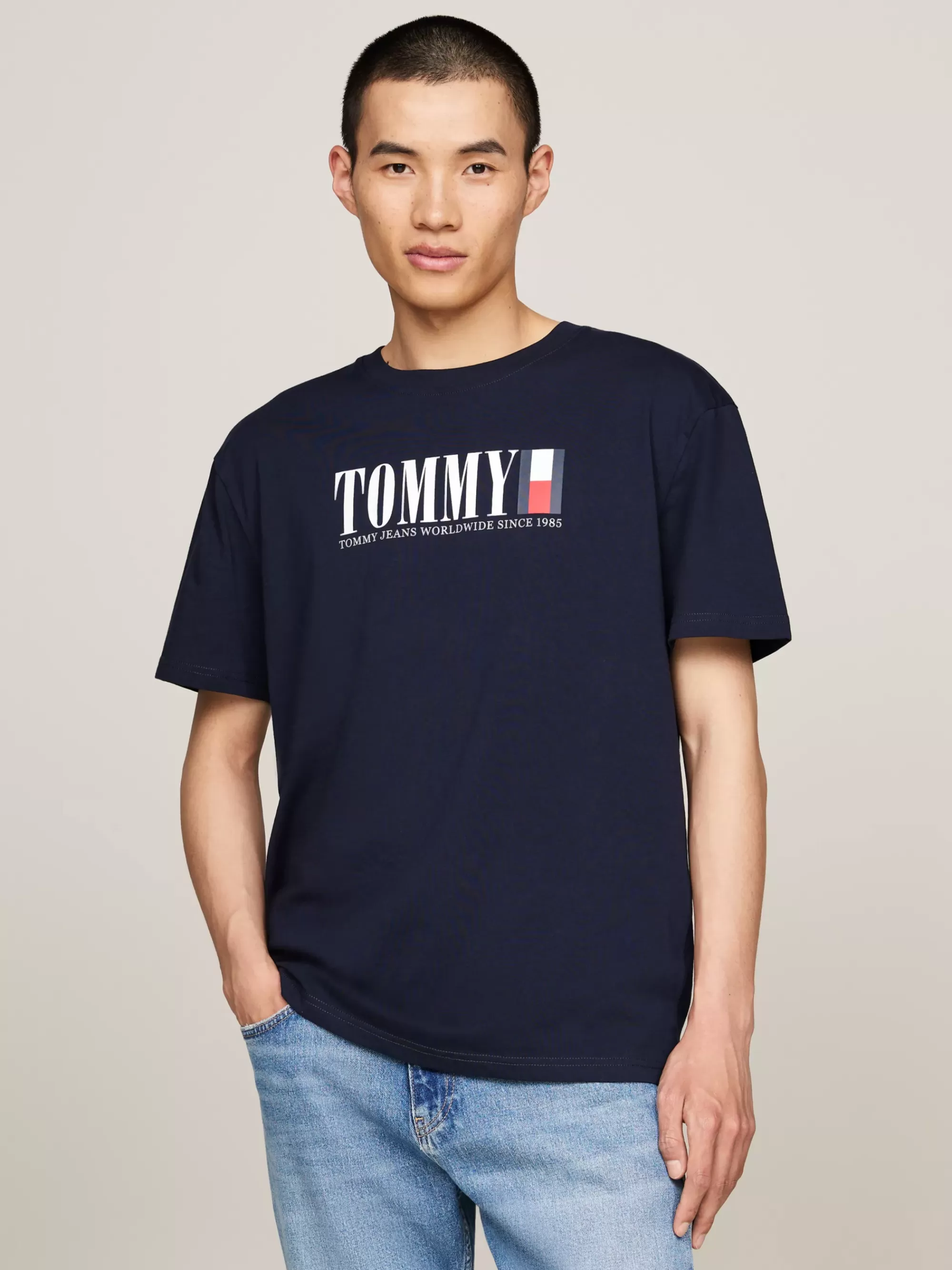 Plus Size Kleding & Inclusieve Maten*Tommy Hilfiger T-shirt Met Ronde Hals En Tommy-vlaglogo DARK NIGHT NAVY