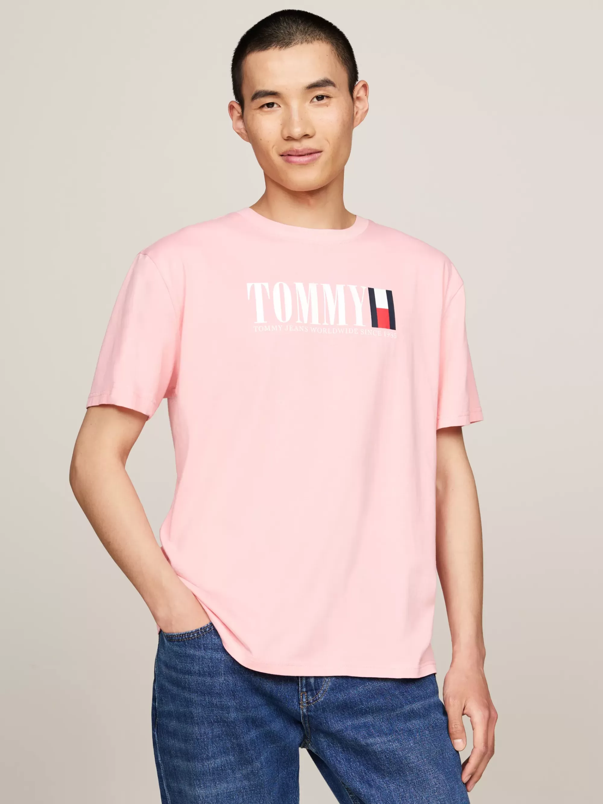 Plus Size Kleding & Inclusieve Maten | T-Shirts*Tommy Hilfiger T-shirt Met Ronde Hals En Tommy-vlaglogo BALLET PINK