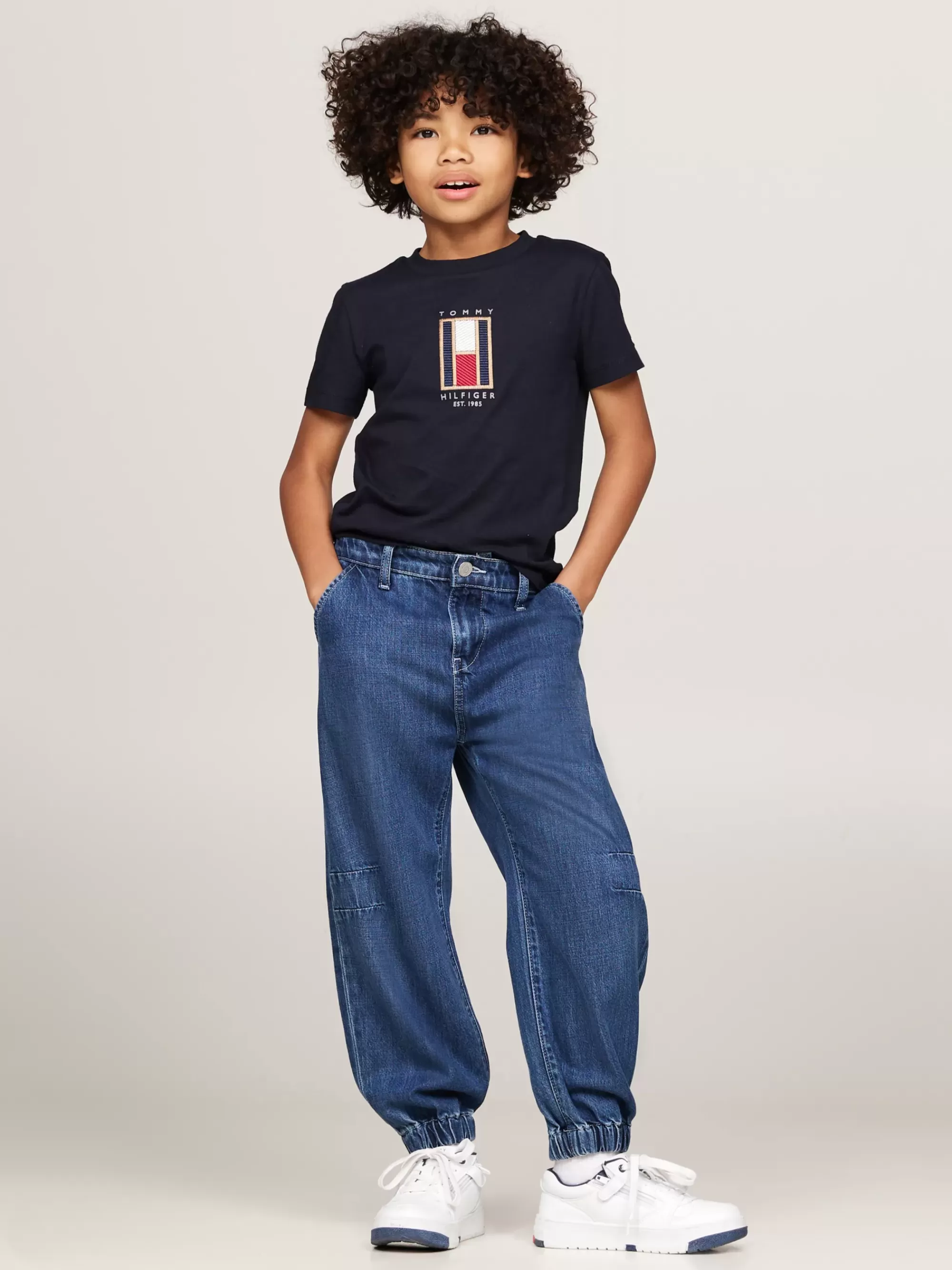 T-Shirts & Polo's*Tommy Hilfiger T-shirt Met Ronde Hals En Verticale Vlag DESERT SKY