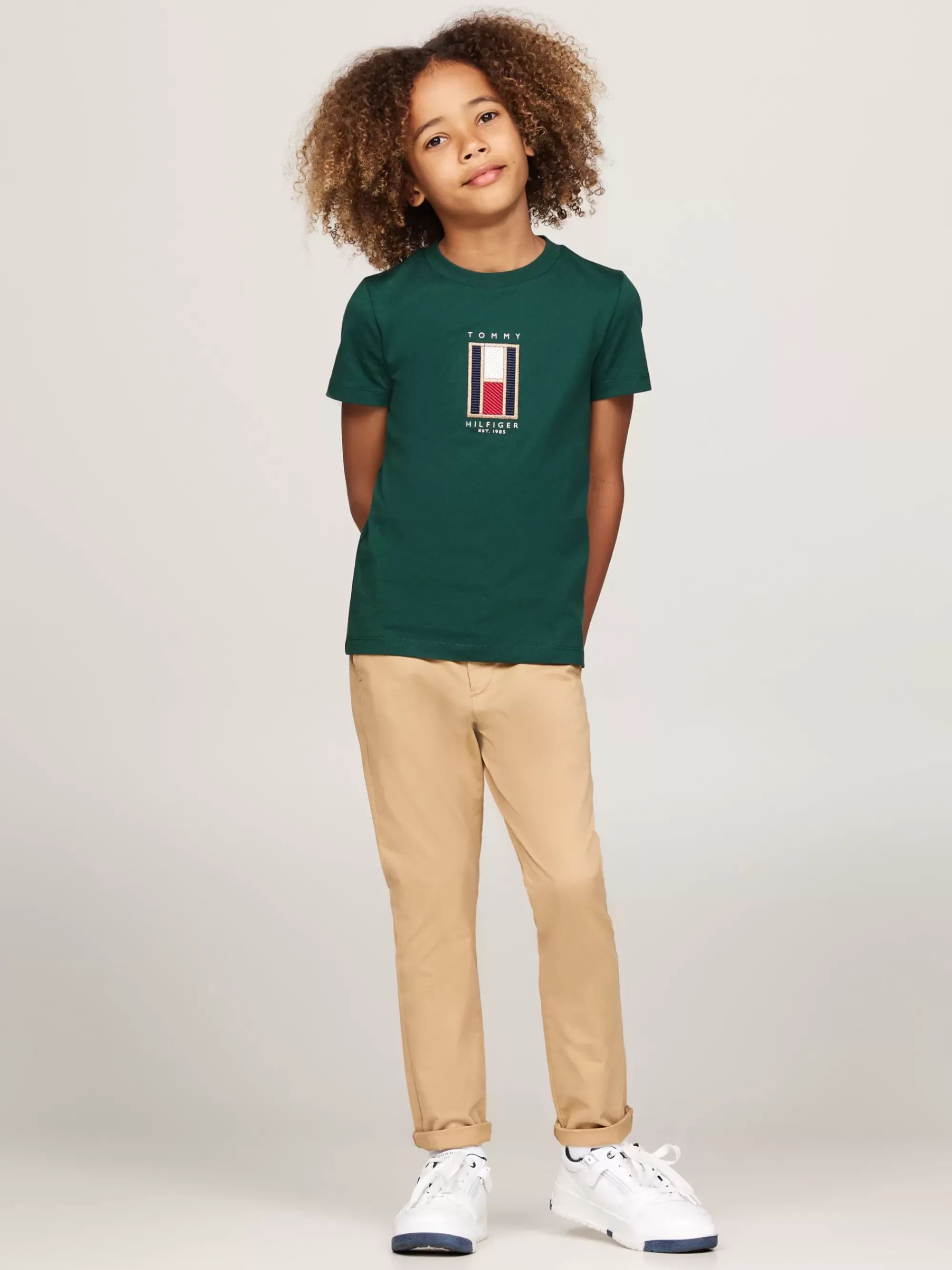 T-Shirts & Polo's*Tommy Hilfiger T-shirt Met Ronde Hals En Verticale Vlag ORNAMENTAL GREEN