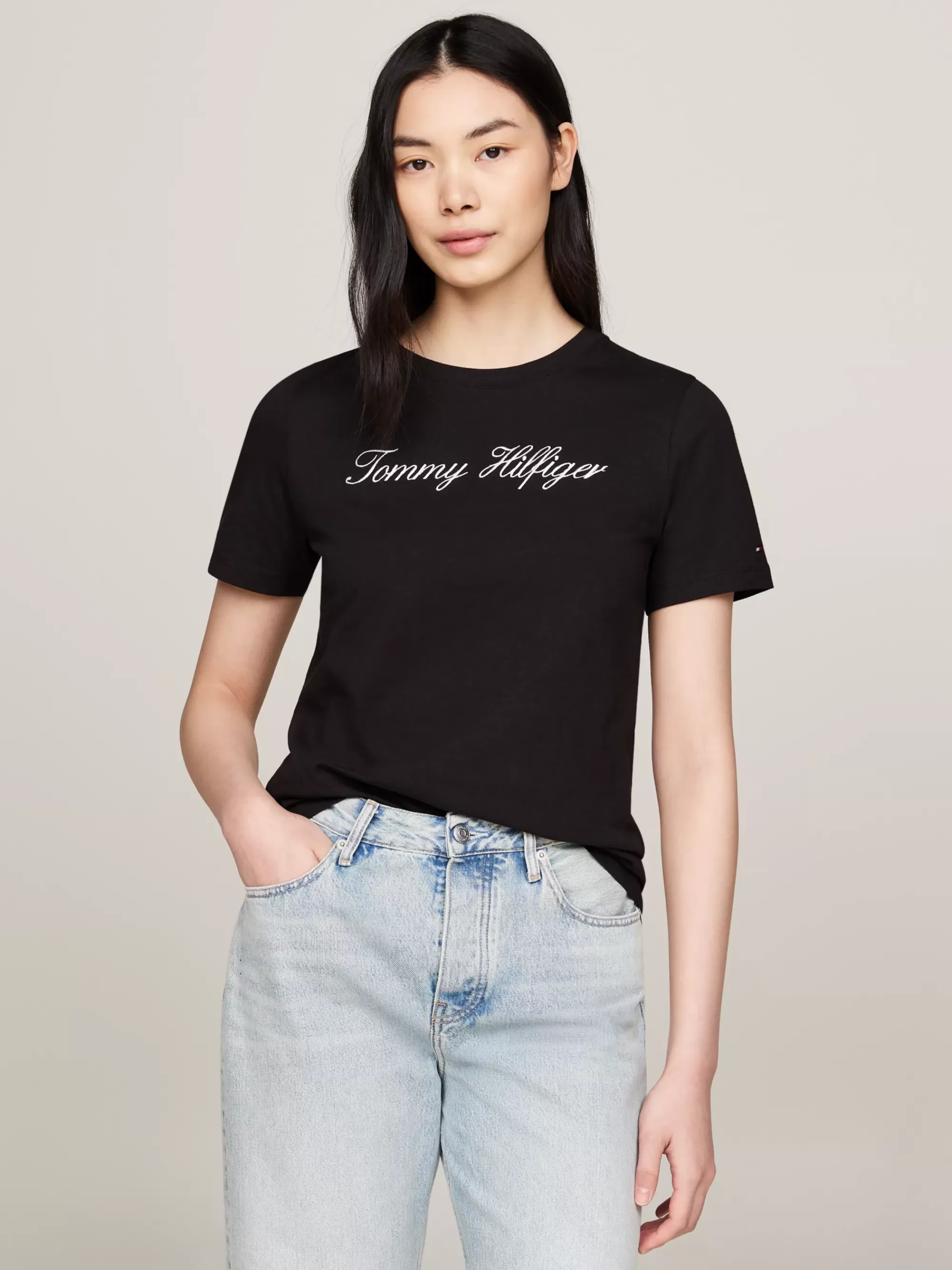 T-Shirts*Tommy Hilfiger T-shirt Met Scriptlogo NOS BLACK