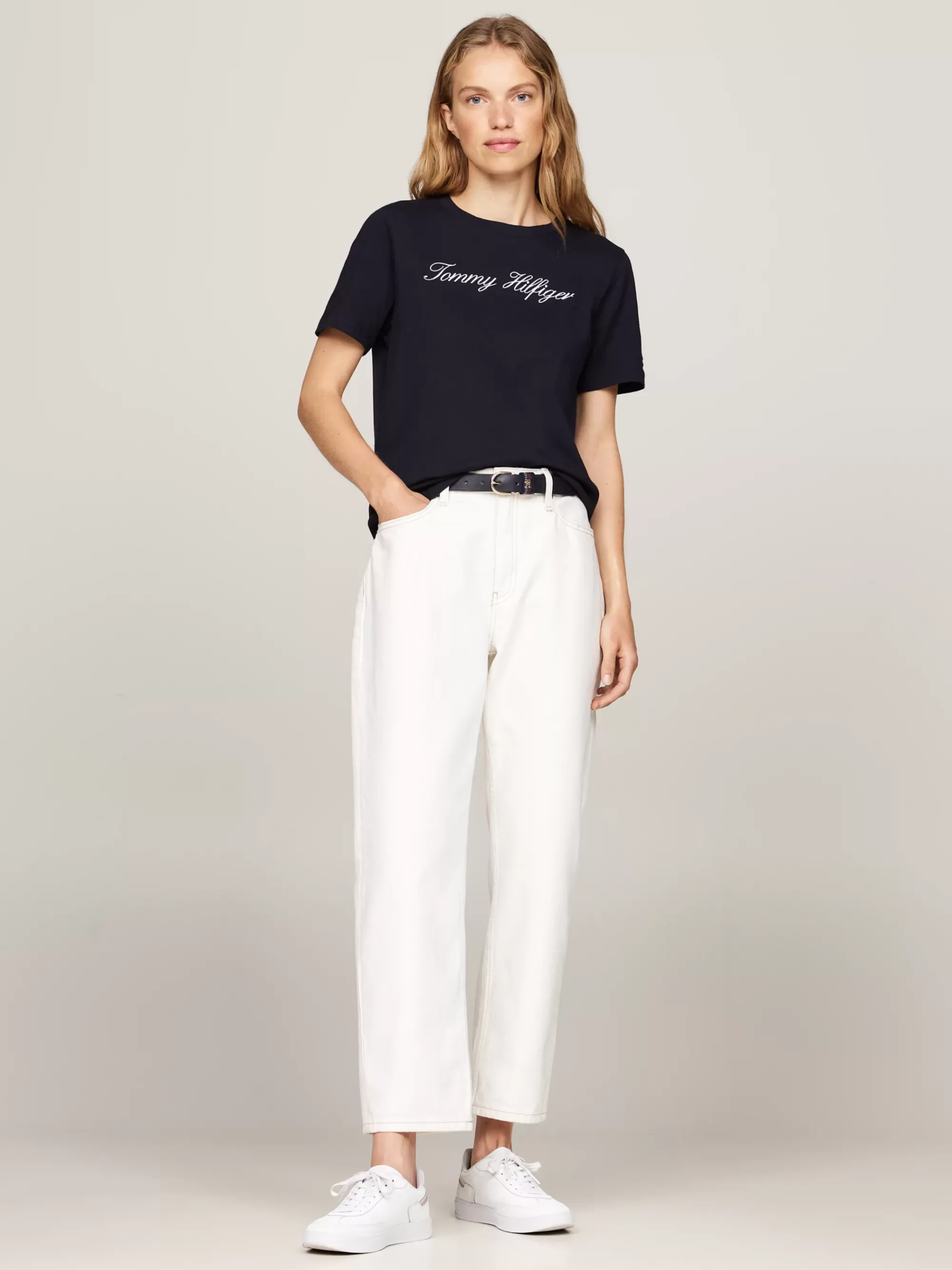 T-Shirts*Tommy Hilfiger T-shirt Met Scriptlogo NOS DESERT SKY