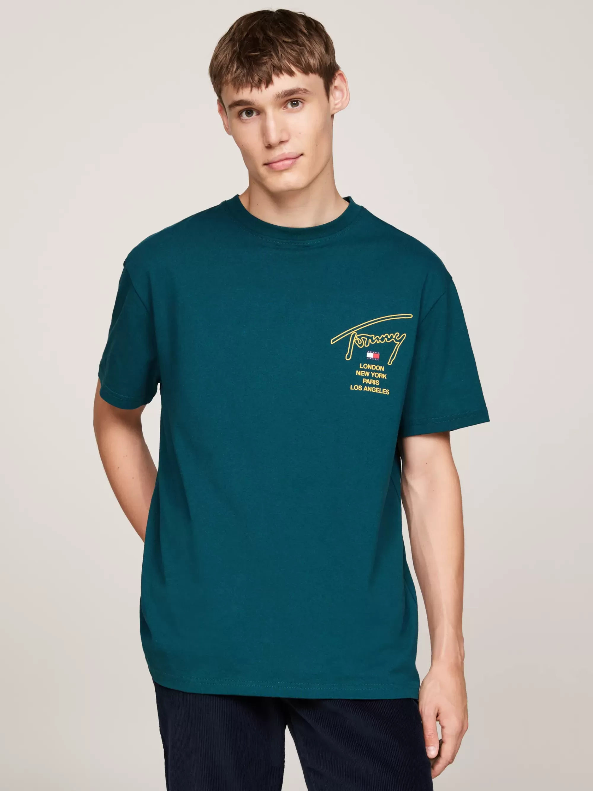 T-Shirts*Tommy Hilfiger T-shirt Met Signature-logo Op De Rug DEEP SEAWATER