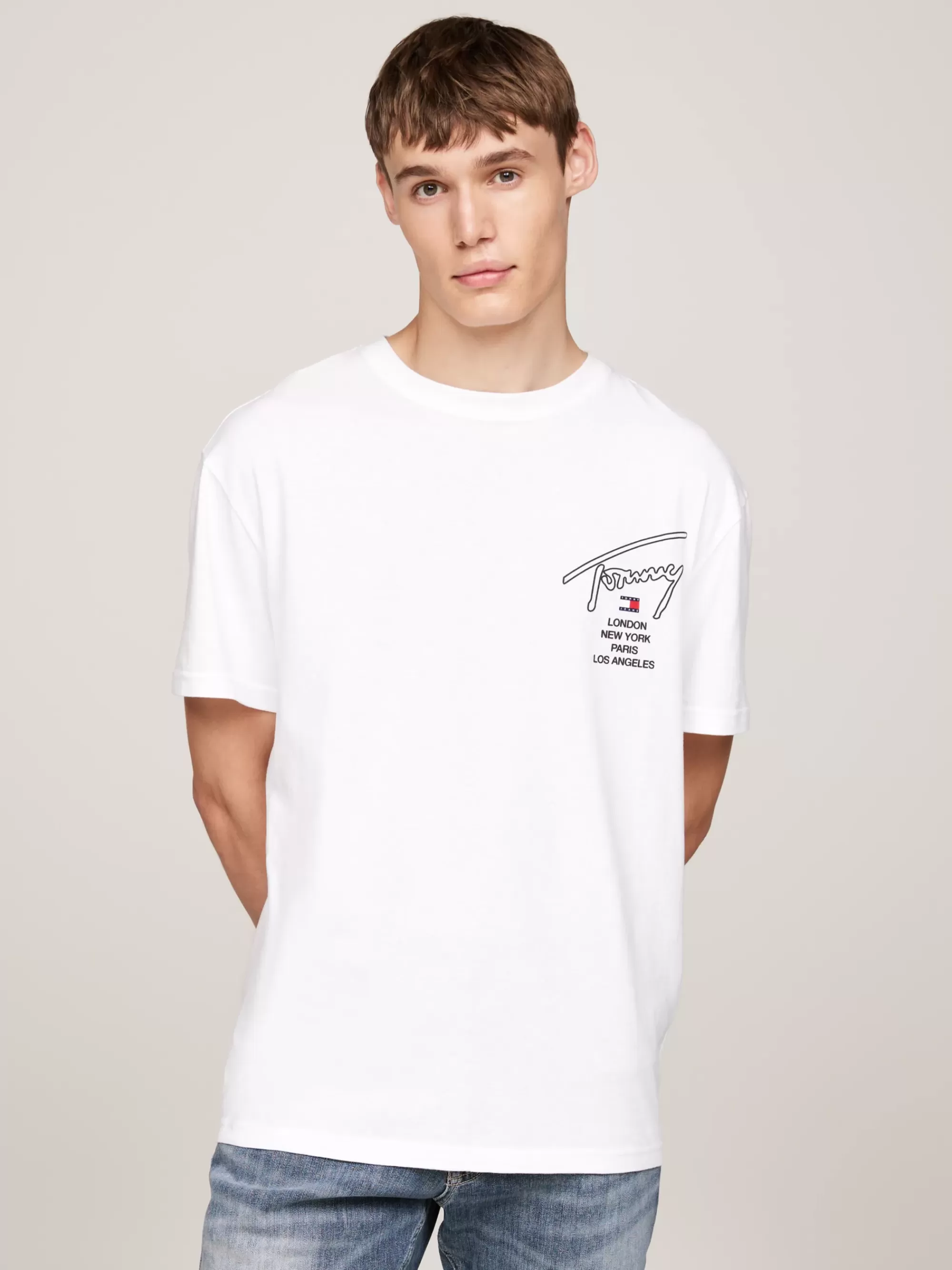 T-Shirts*Tommy Hilfiger T-shirt Met Signature-logo Op De Rug WHITE