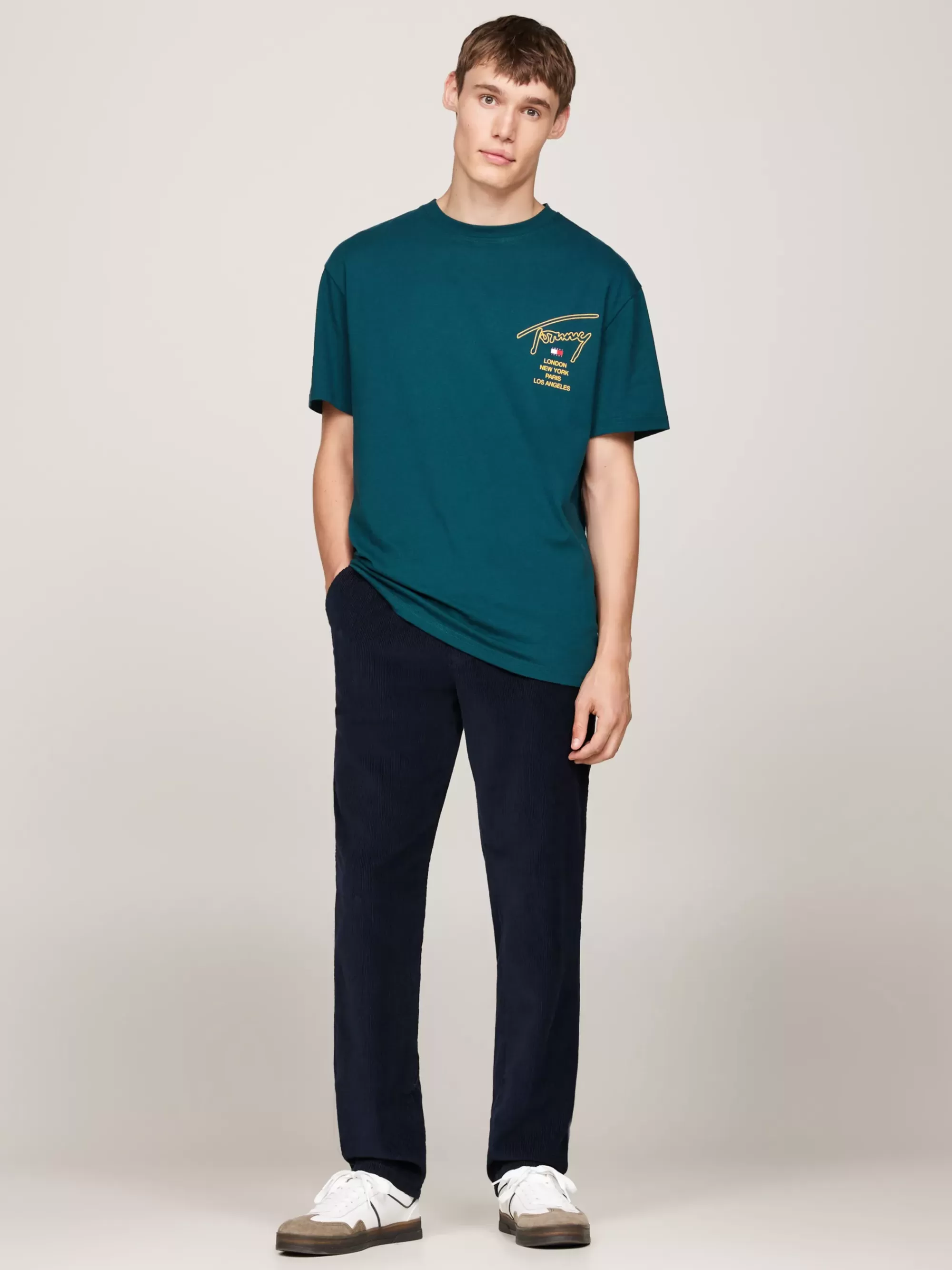 T-Shirts*Tommy Hilfiger T-shirt Met Signature-logo Op De Rug DEEP SEAWATER