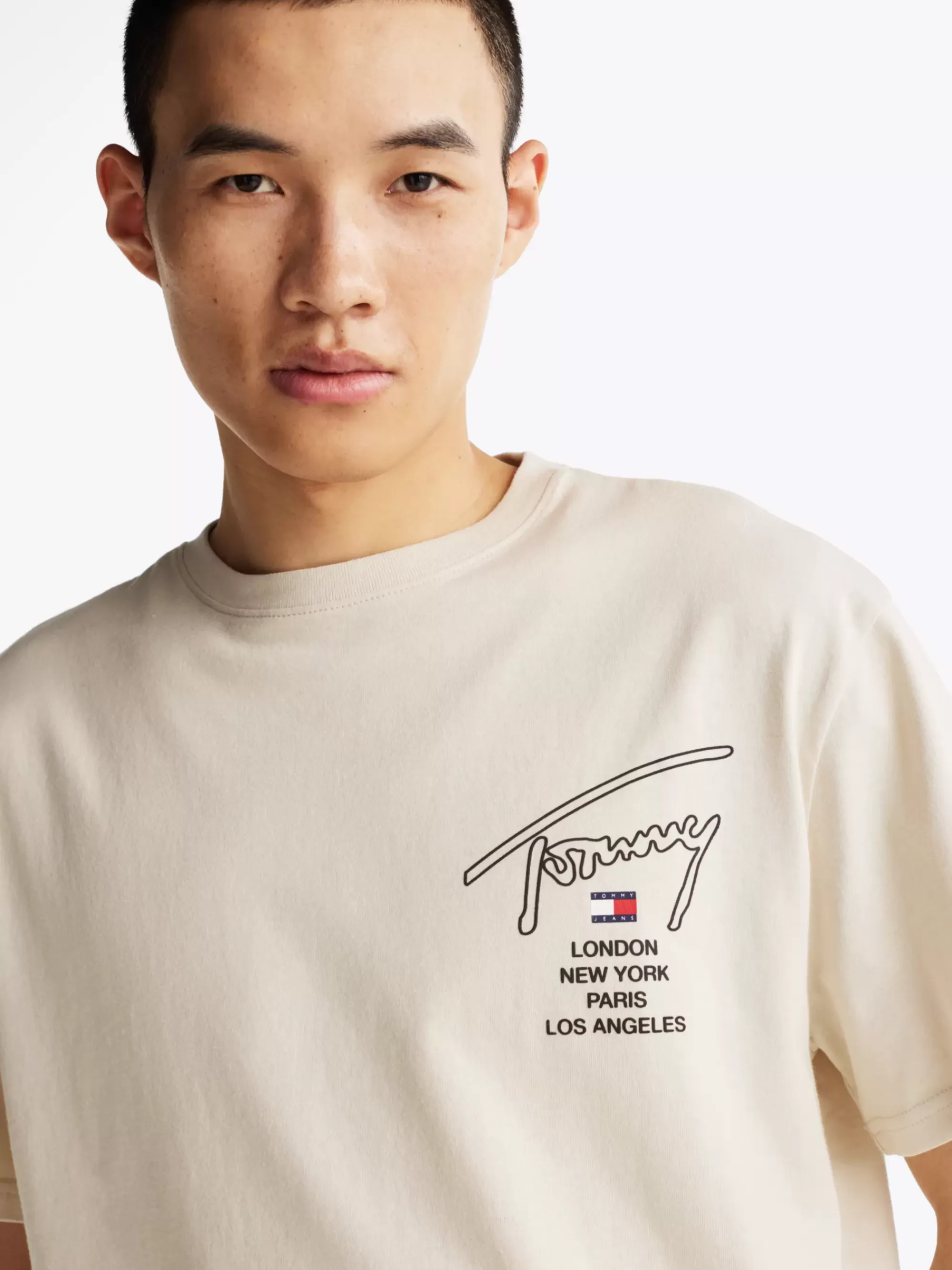 T-Shirts*Tommy Hilfiger T-shirt Met Signature-logo Op De Rug NEWSPRINT