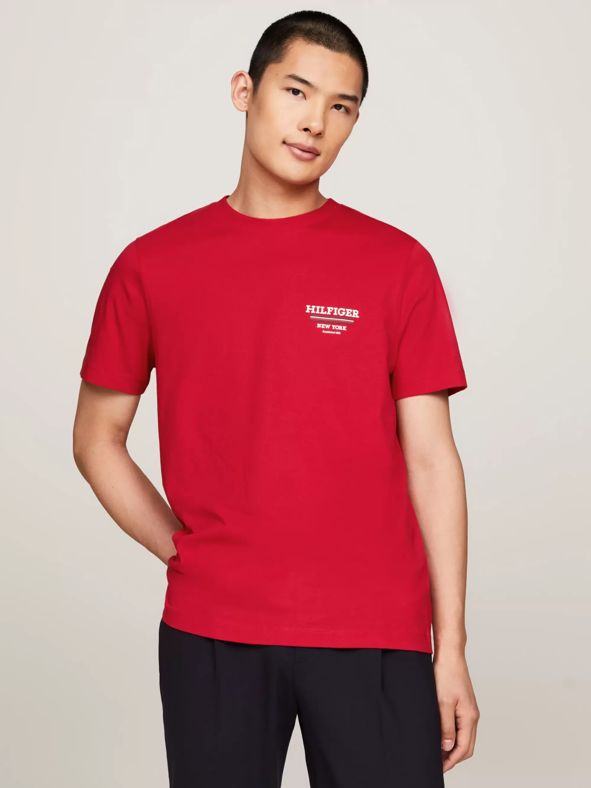 T-Shirts*Tommy Hilfiger T-shirt Met Signature-streep PRIMARY RED