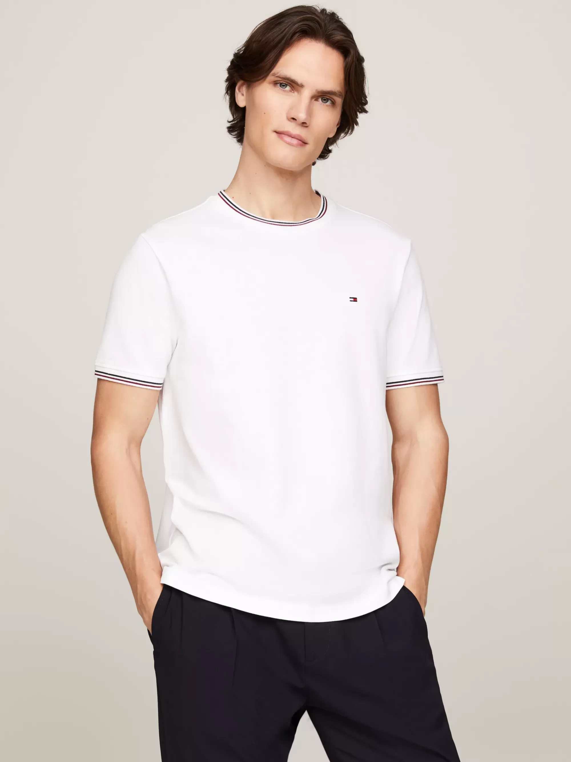 T-Shirts*Tommy Hilfiger T-shirt Met Signature-streep WHITE