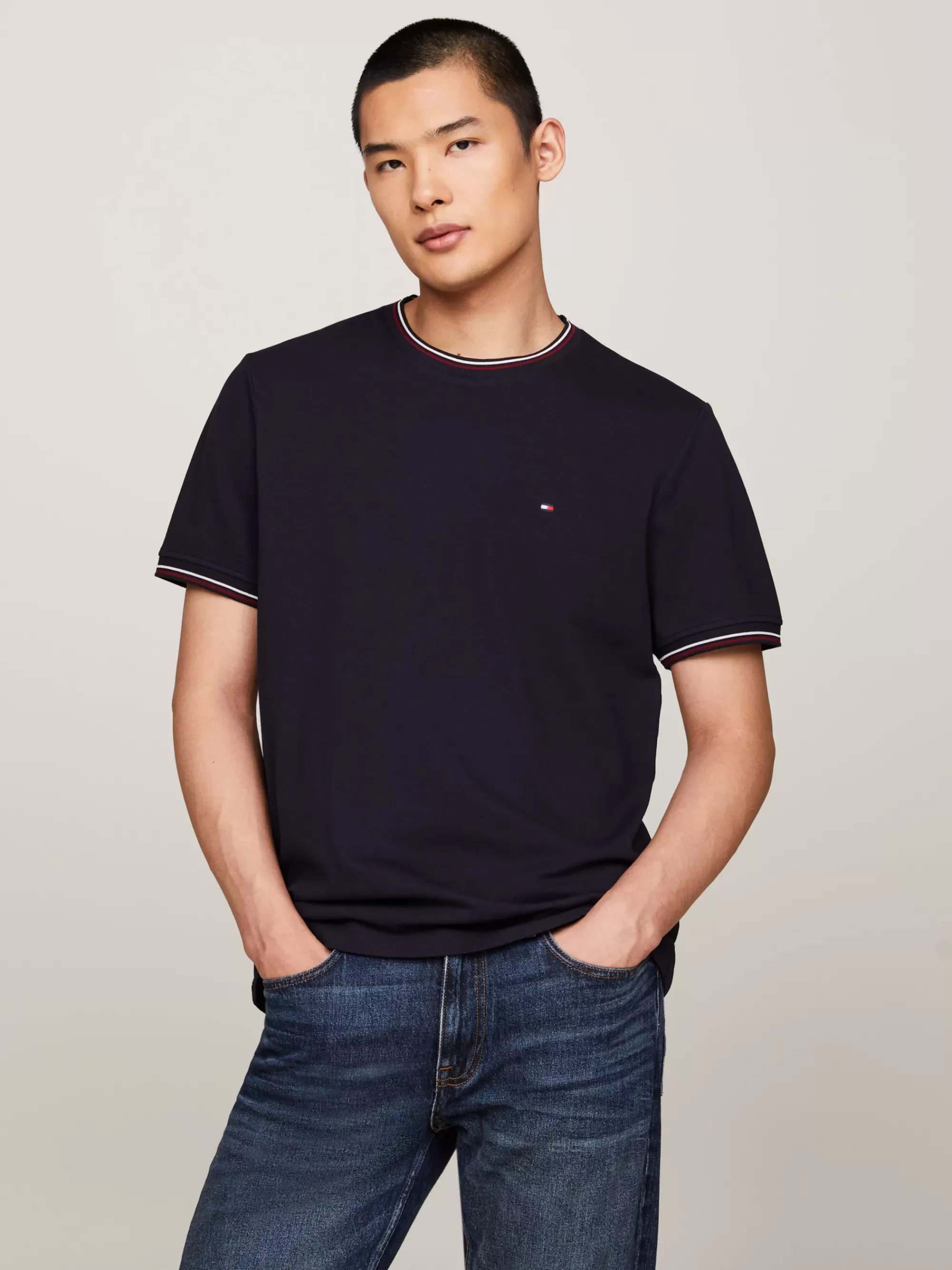 T-Shirts*Tommy Hilfiger T-shirt Met Signature-streep DESERT SKY