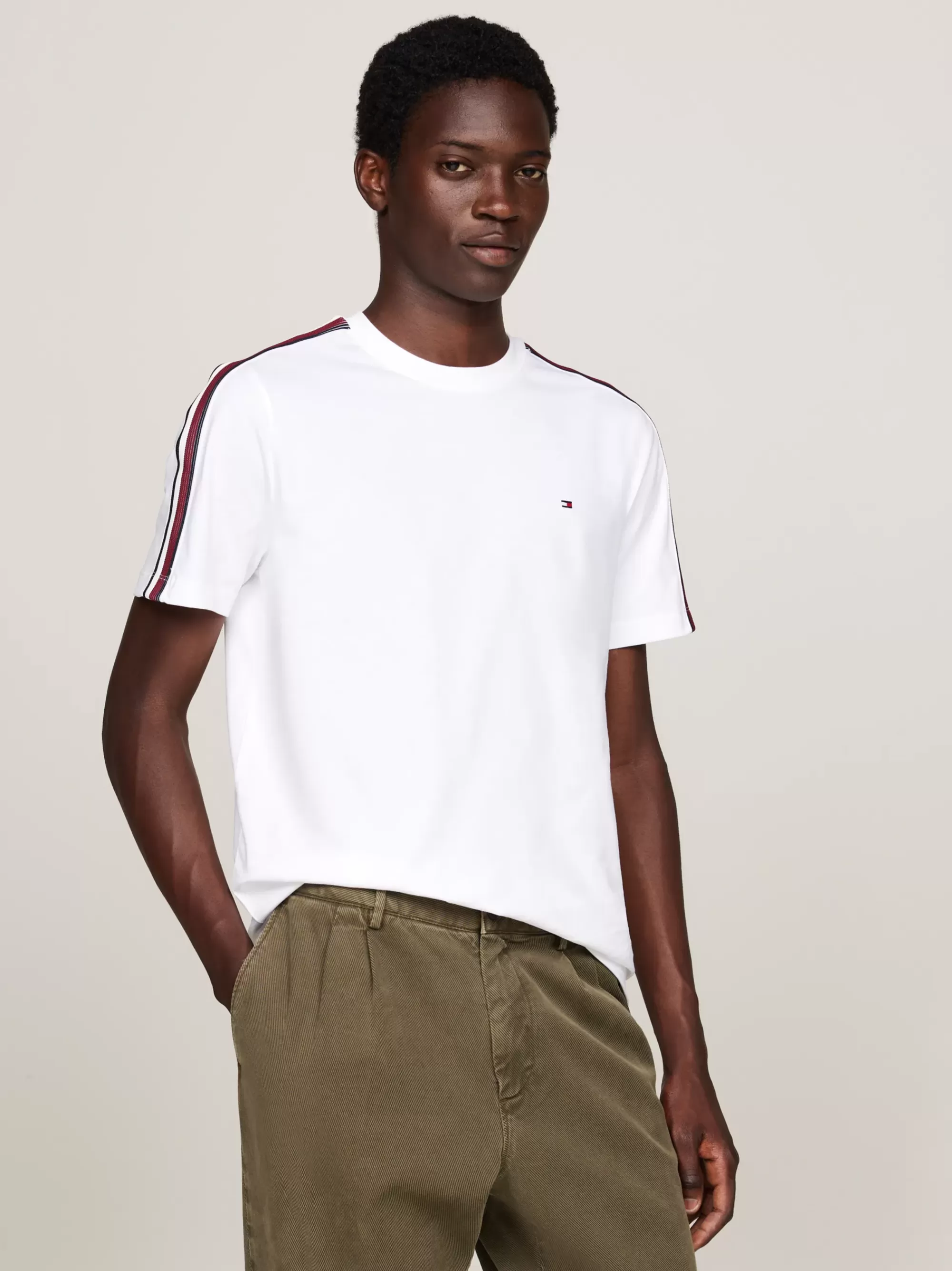 T-Shirts*Tommy Hilfiger T-shirt Met Signature-streep Met Schaduw WHITE