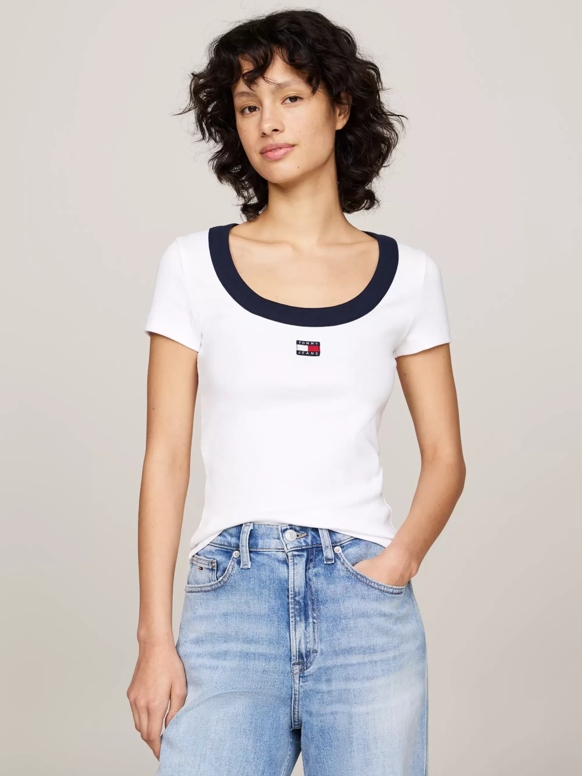 T-Shirts*Tommy Hilfiger T-shirt Met Tommy-badge WHITE