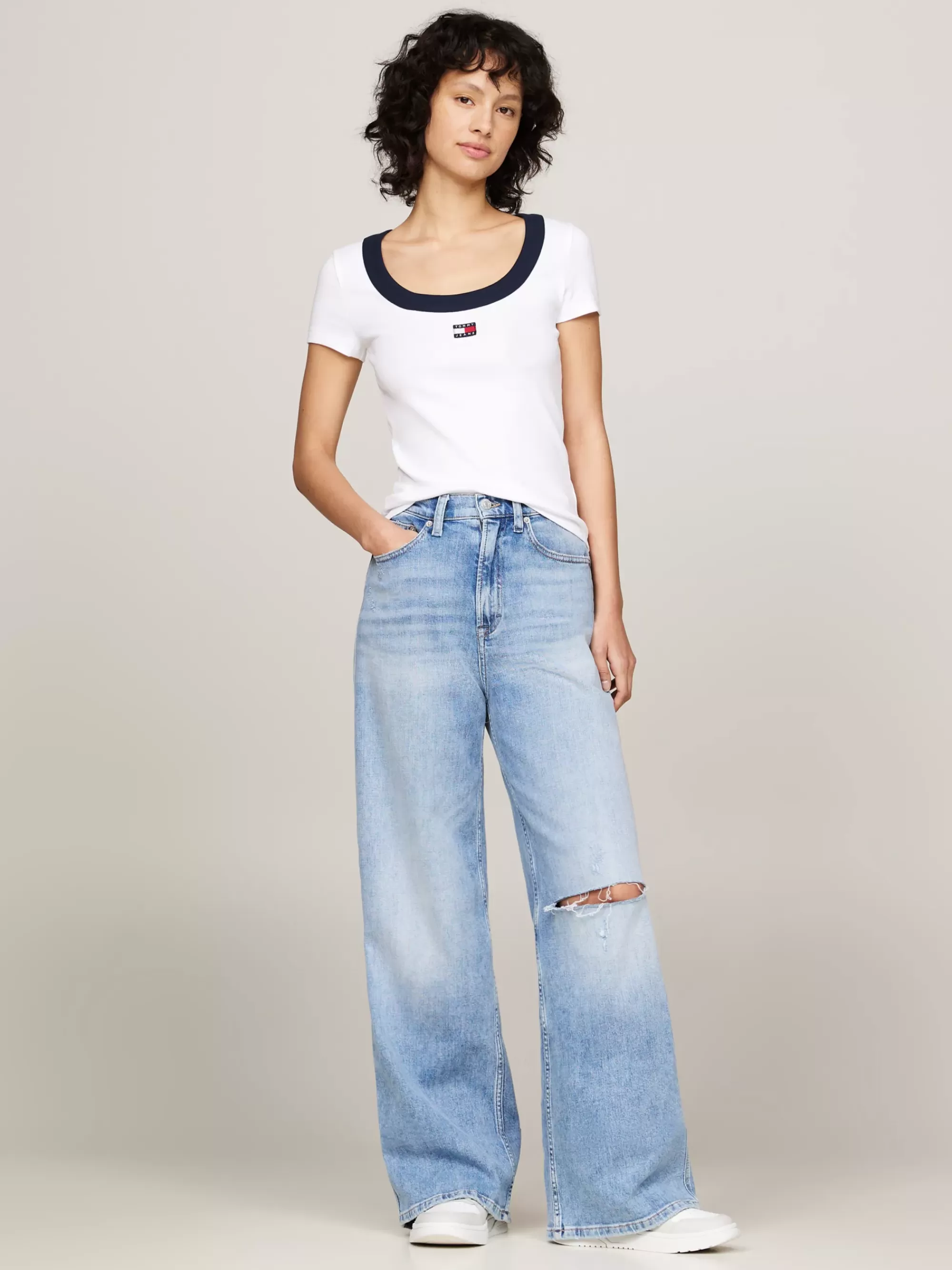 T-Shirts*Tommy Hilfiger T-shirt Met Tommy-badge WHITE