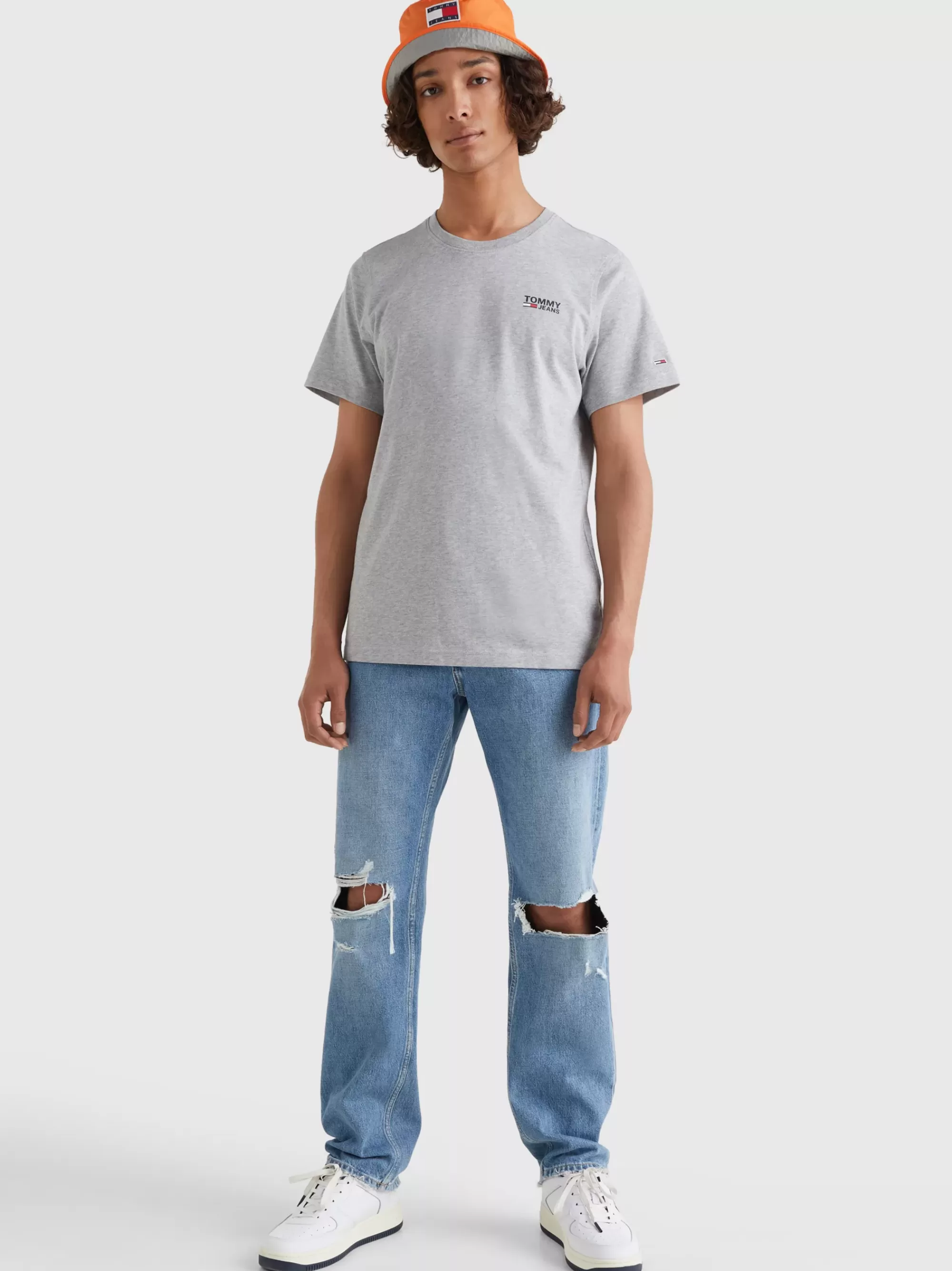 T-Shirts*Tommy Hilfiger T-shirt Van Biologisch Katoen Met Logo LT GREY HTR