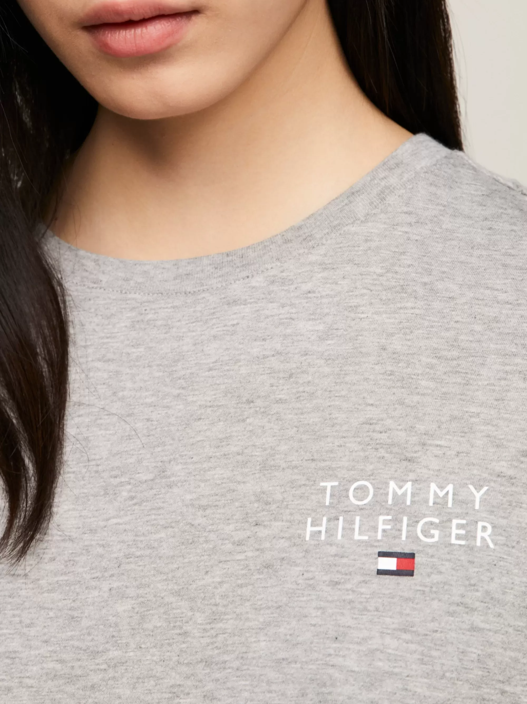 Pyjama's & Nachtkleding*Tommy Hilfiger T-shirtnachthemd Met Halve Mouwen LIGHT GREY HEATHER