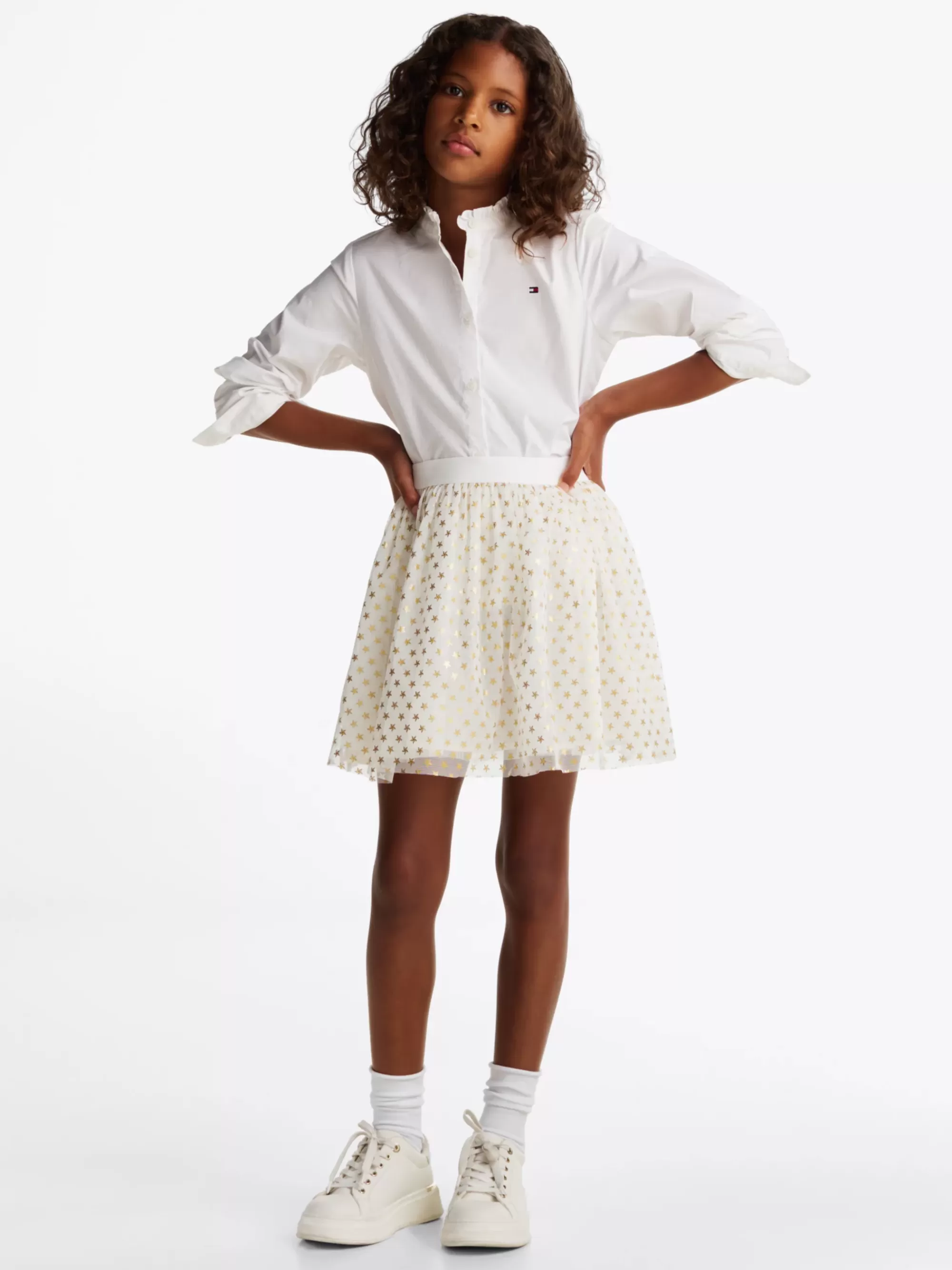 Broeken & Rokken*Tommy Hilfiger Tulen Rok Met Metallic Sterren ANCIENT WHITE ALLOVER