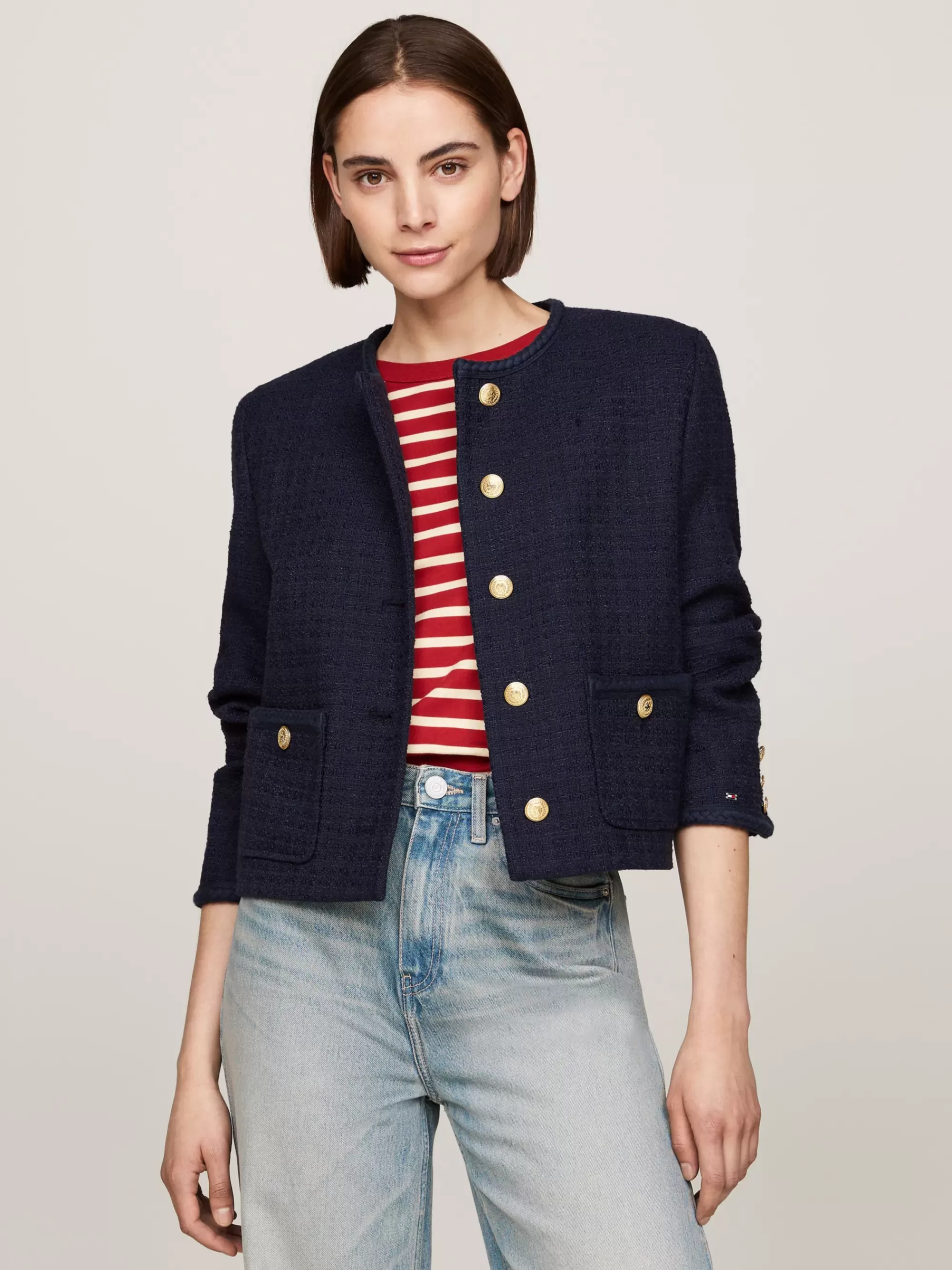 Jassen & Jacks | Wollen Jassen*Tommy Hilfiger Tweed Jack Met Metallic Details DESERT SKY