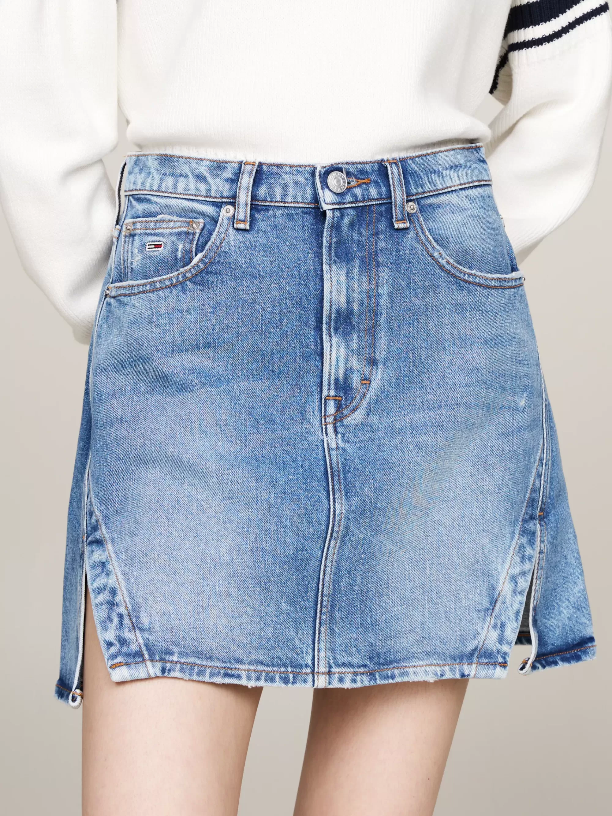 Rokken*Tommy Hilfiger Ultra-high Rise Minirok Van Denim DENIM LIGHT
