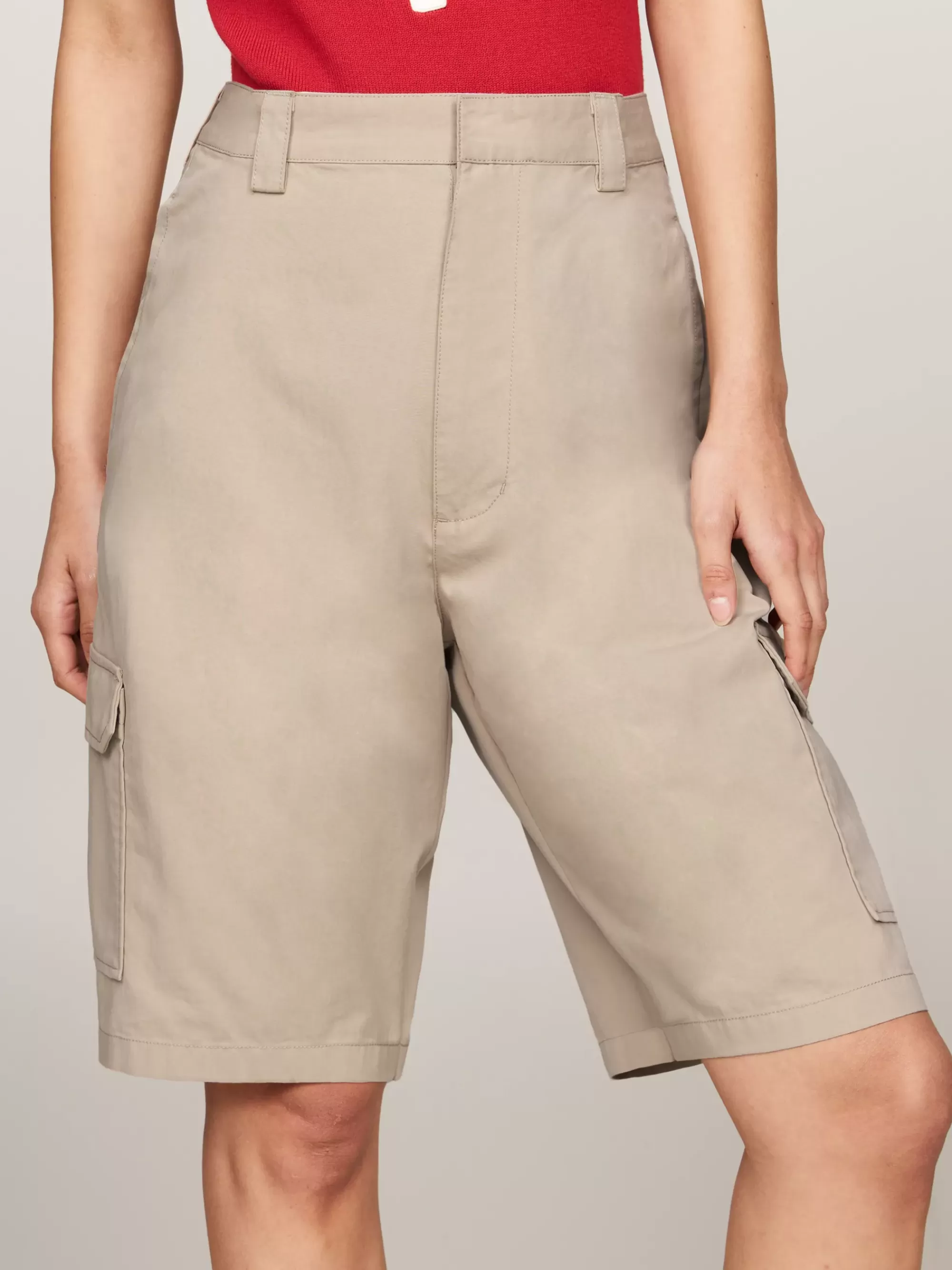 Korte Broeken*Tommy Hilfiger Uniseks Cargoshort Met Wijde Fit BEIGE STONE